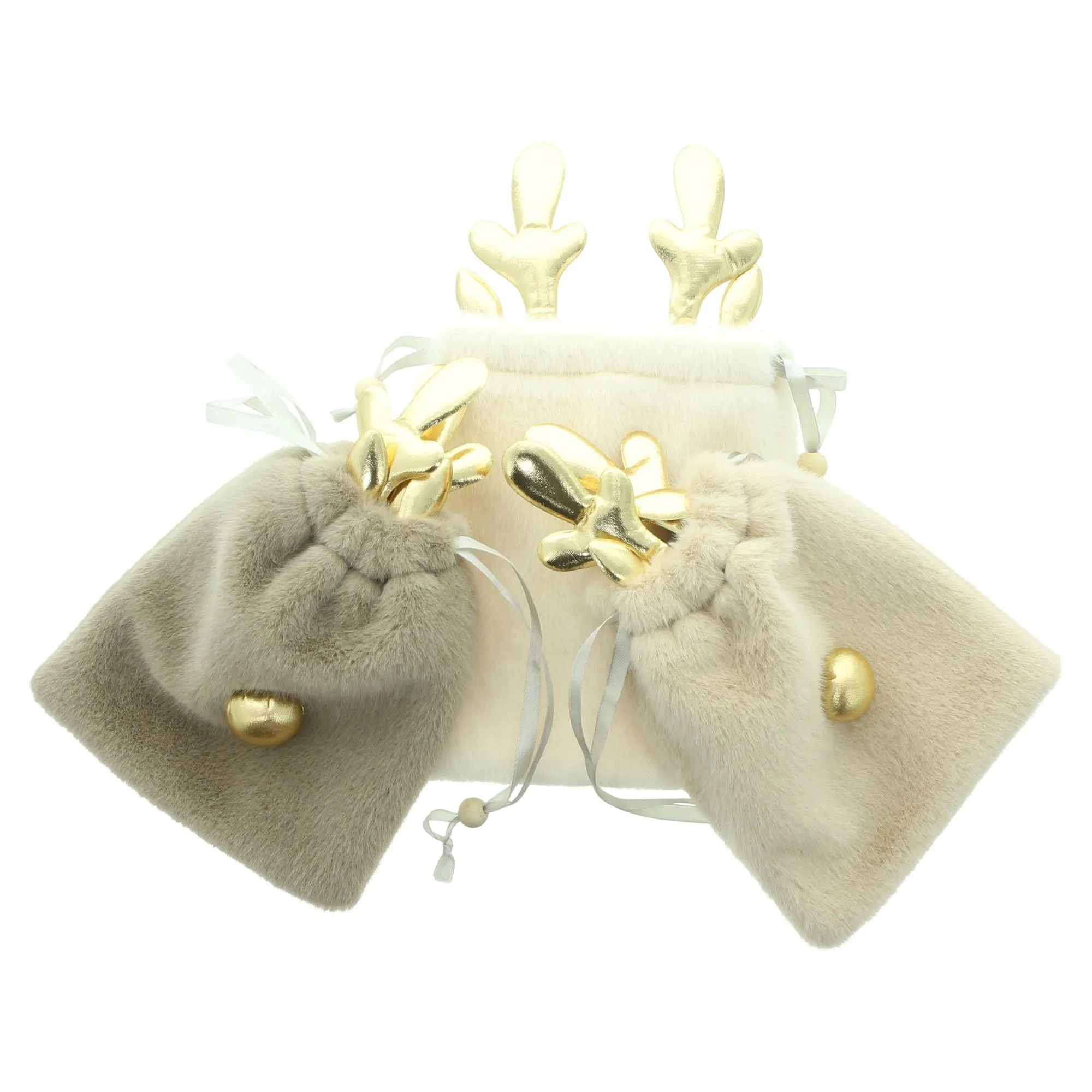 Geschenkbeutel "Plüsch", 3er Set  im Frank Flechtwaren Online Shop für Geschenktaschen &amp; -säckchen kaufen