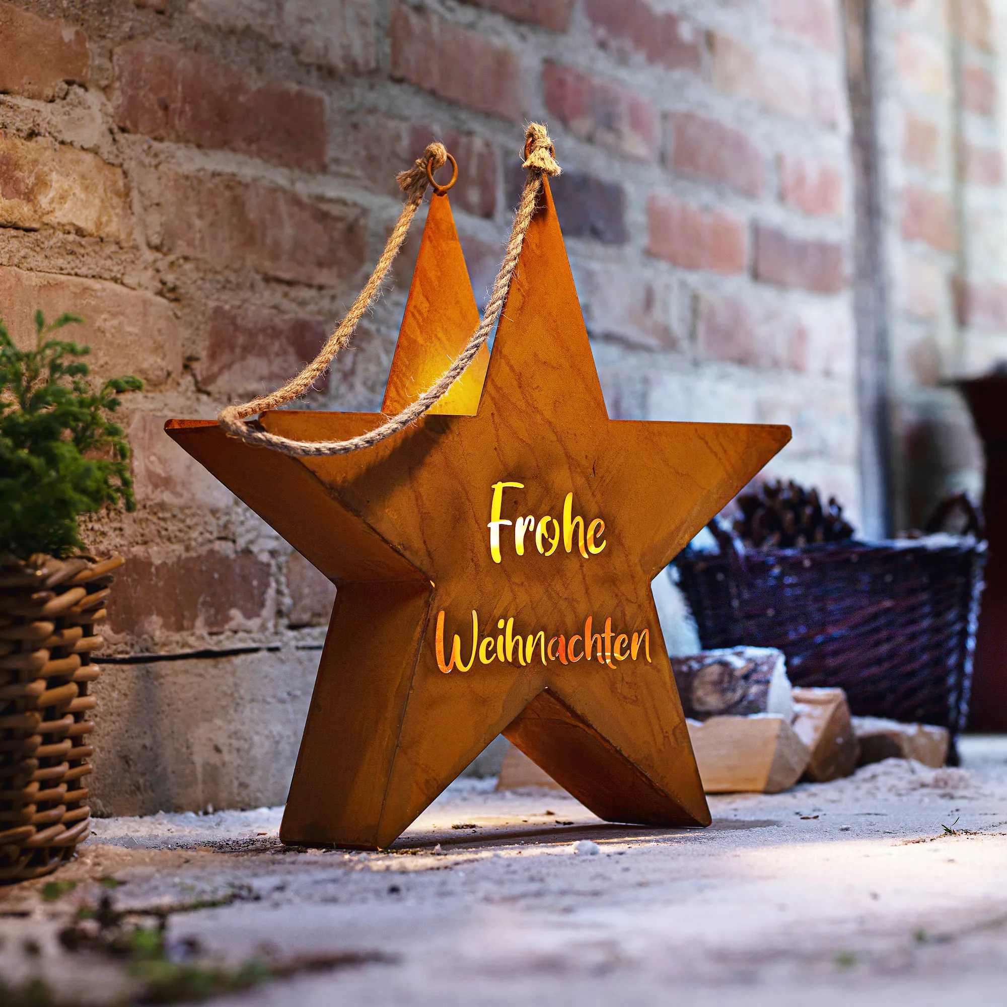 Stern "Frohe Weihnachten", groß  im Frank Flechtwaren Online Shop kaufen