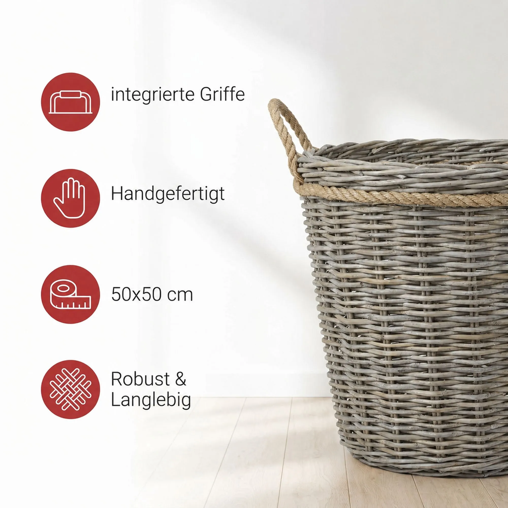 Rattankorb "Koboo-Grey"  im Frank Flechtwaren Online Shop für Landhaus-Flair kaufen