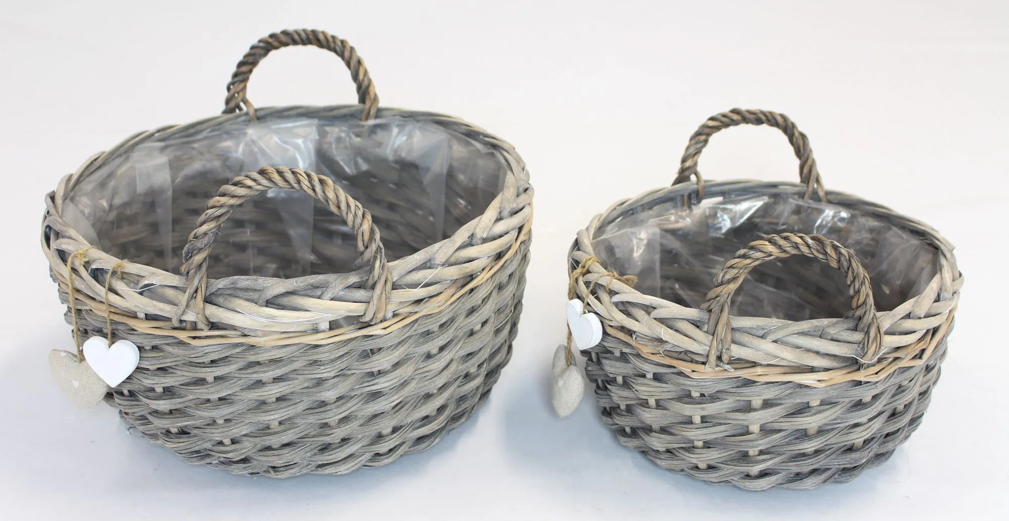 Pflanzkorb "Herzen", 2er Set  im Frank Flechtwaren Online Shop für Pflanzkörbe kaufen