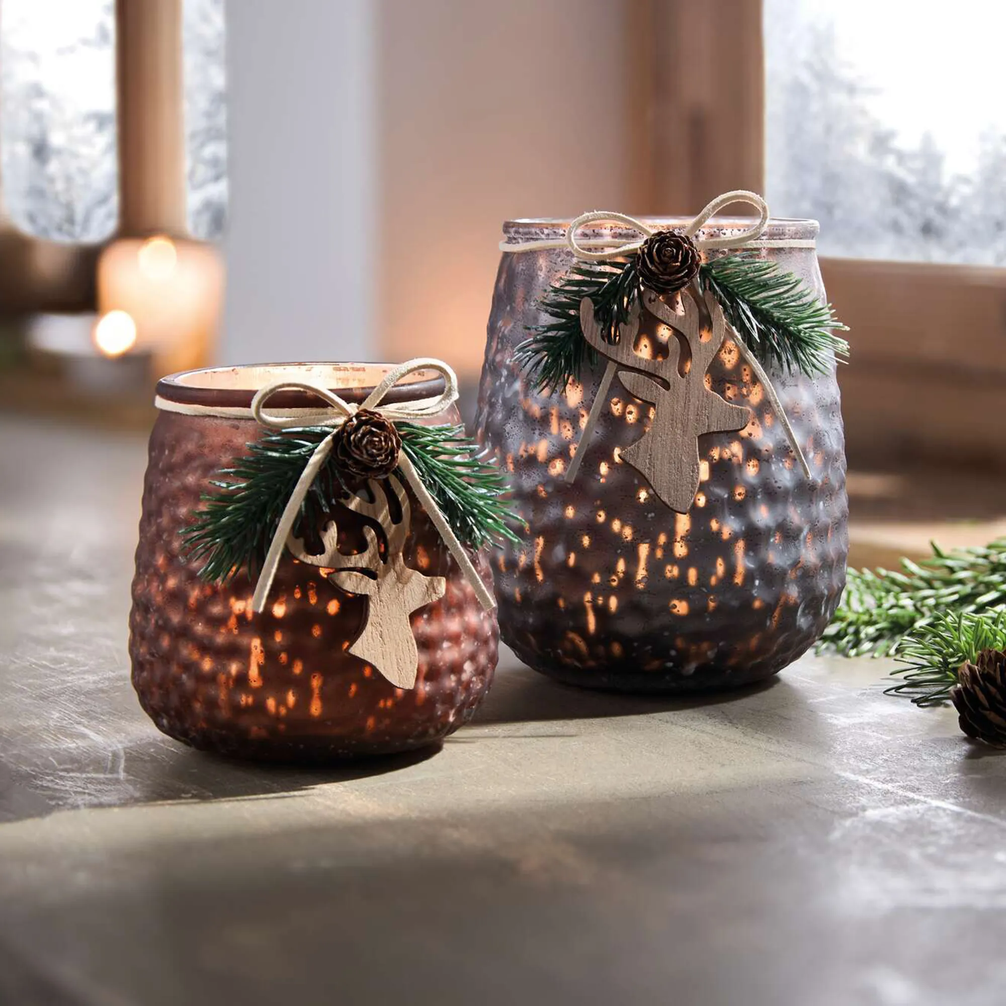Windlicht "Hirschhänger", 2er Set  im Frank Flechtwaren Online Shop kaufen