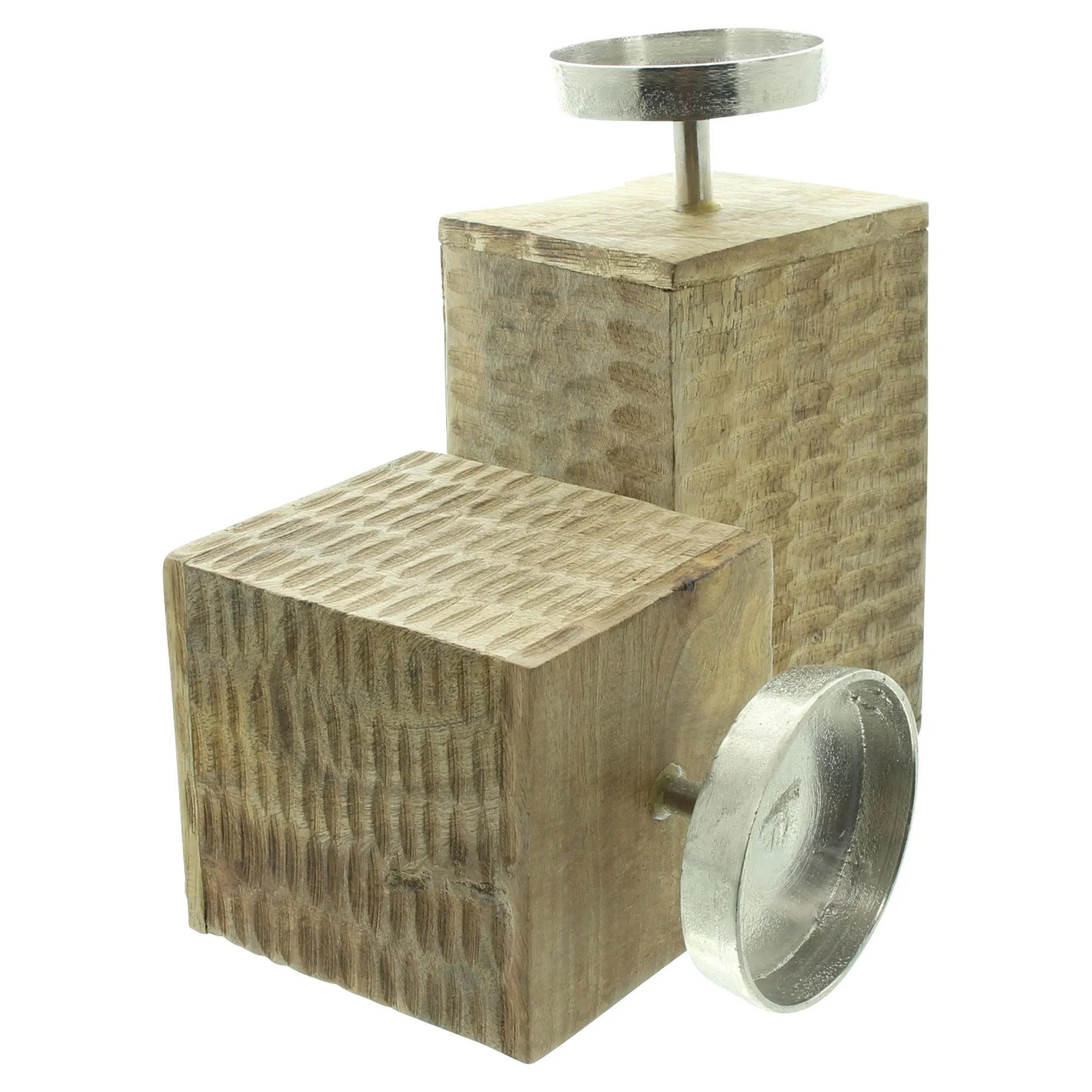 Kerzenhalter "Holzsäule", 2er Set  im Frank Flechtwaren Online Shop für Kerzenhalter kaufen