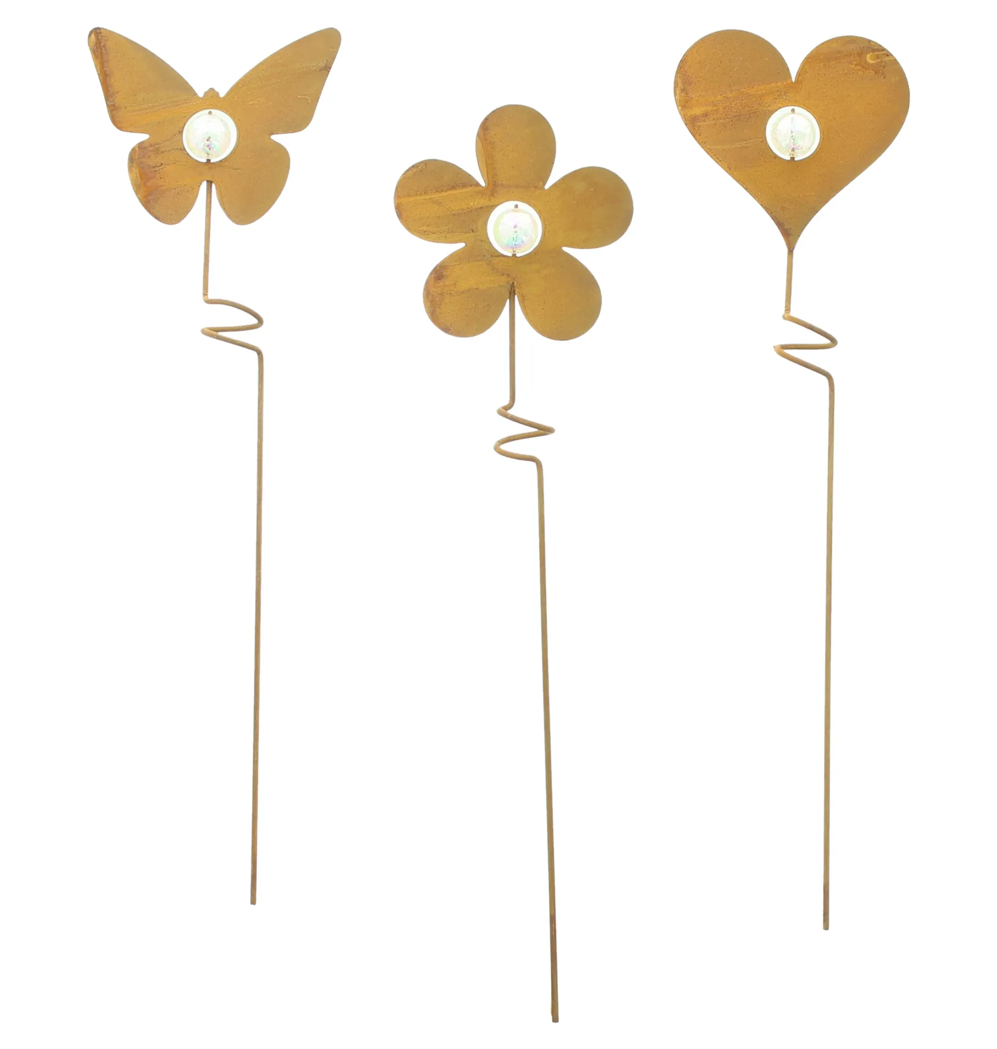 Stecker "Rosttrio", 3er Set  im Frank Flechtwaren Online Shop für Rostdeko für Ihren Garten kaufen