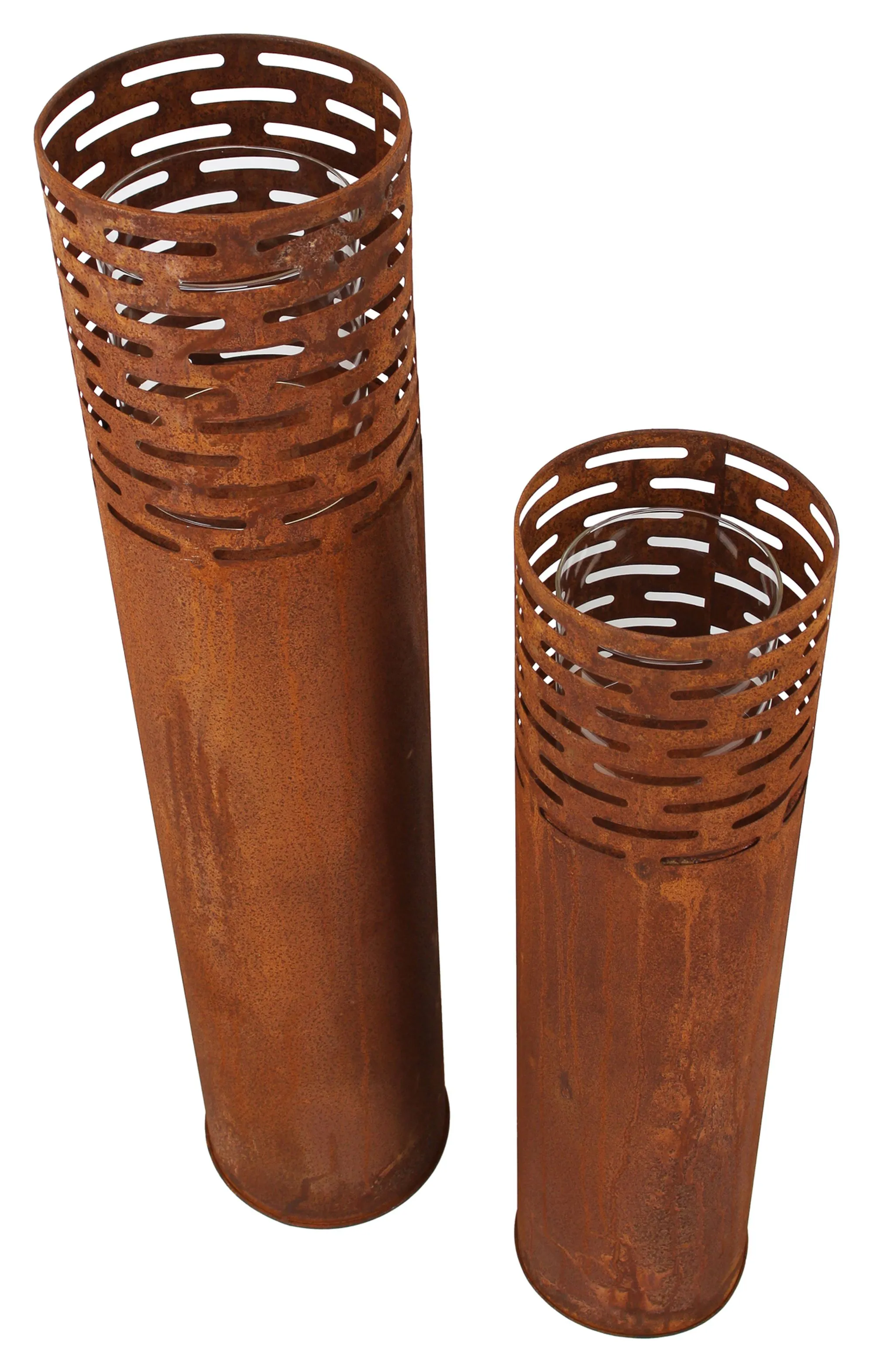 Windlicht "Rost-Säule", 2er Set  im Frank Flechtwaren Online Shop für Dekosäulen kaufen