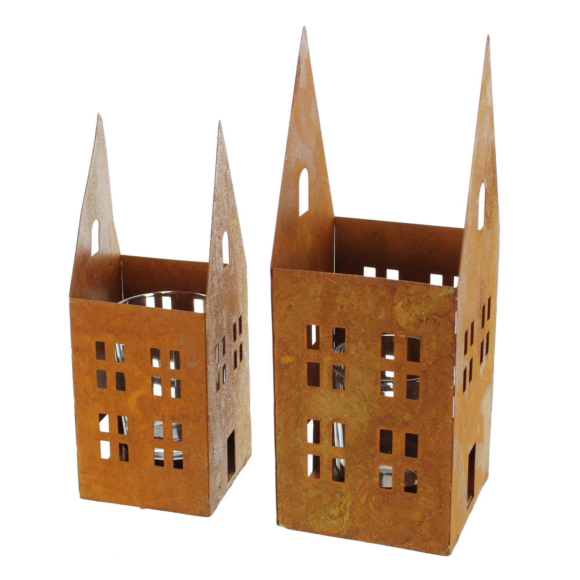 Windlicht "Rostoptik", 2er Set  im Frank Flechtwaren Online Shop für Windlichter kaufen