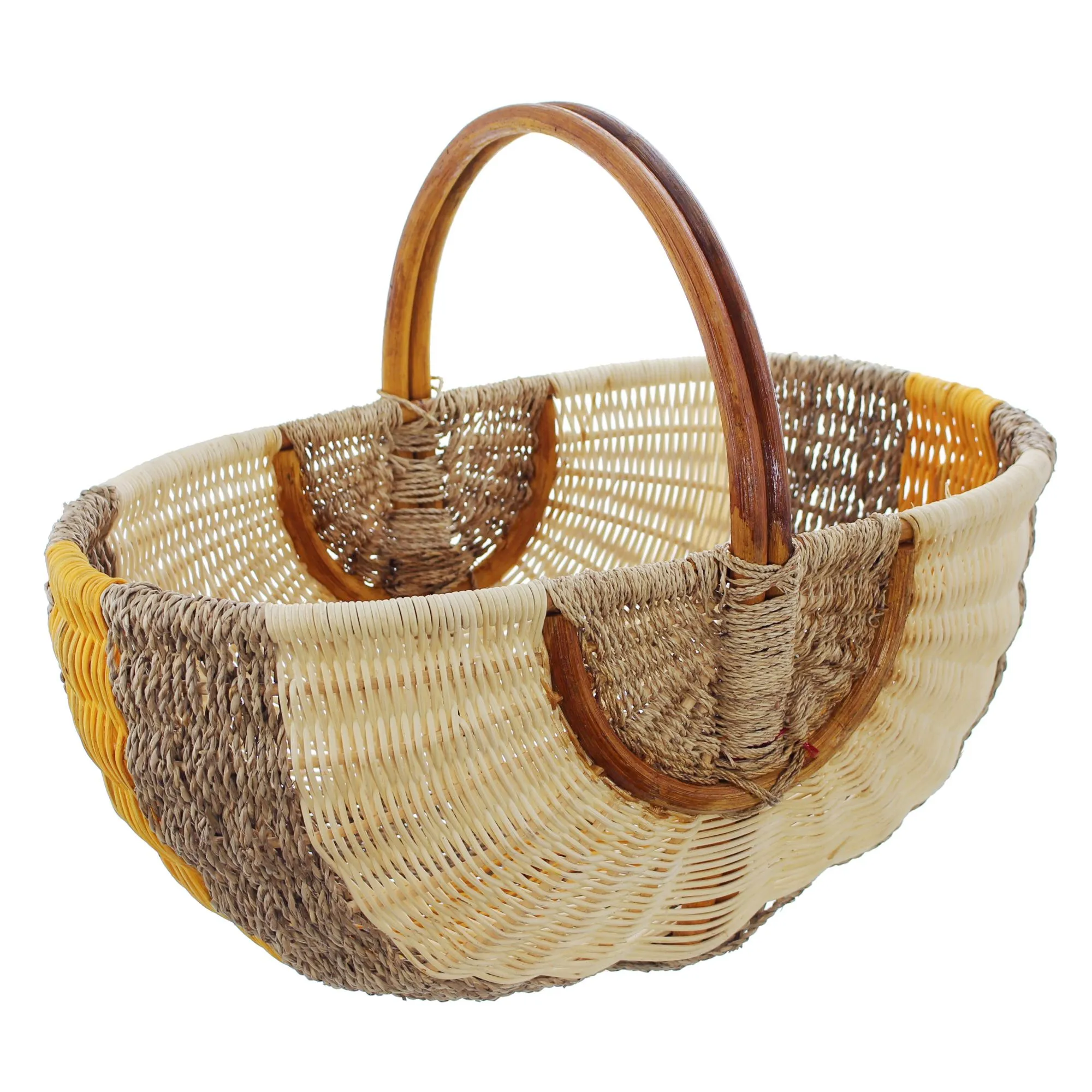 Einkaufskorb "Orange/Natur"  im Frank Flechtwaren Online Shop für Einkaufskörbe kaufen
