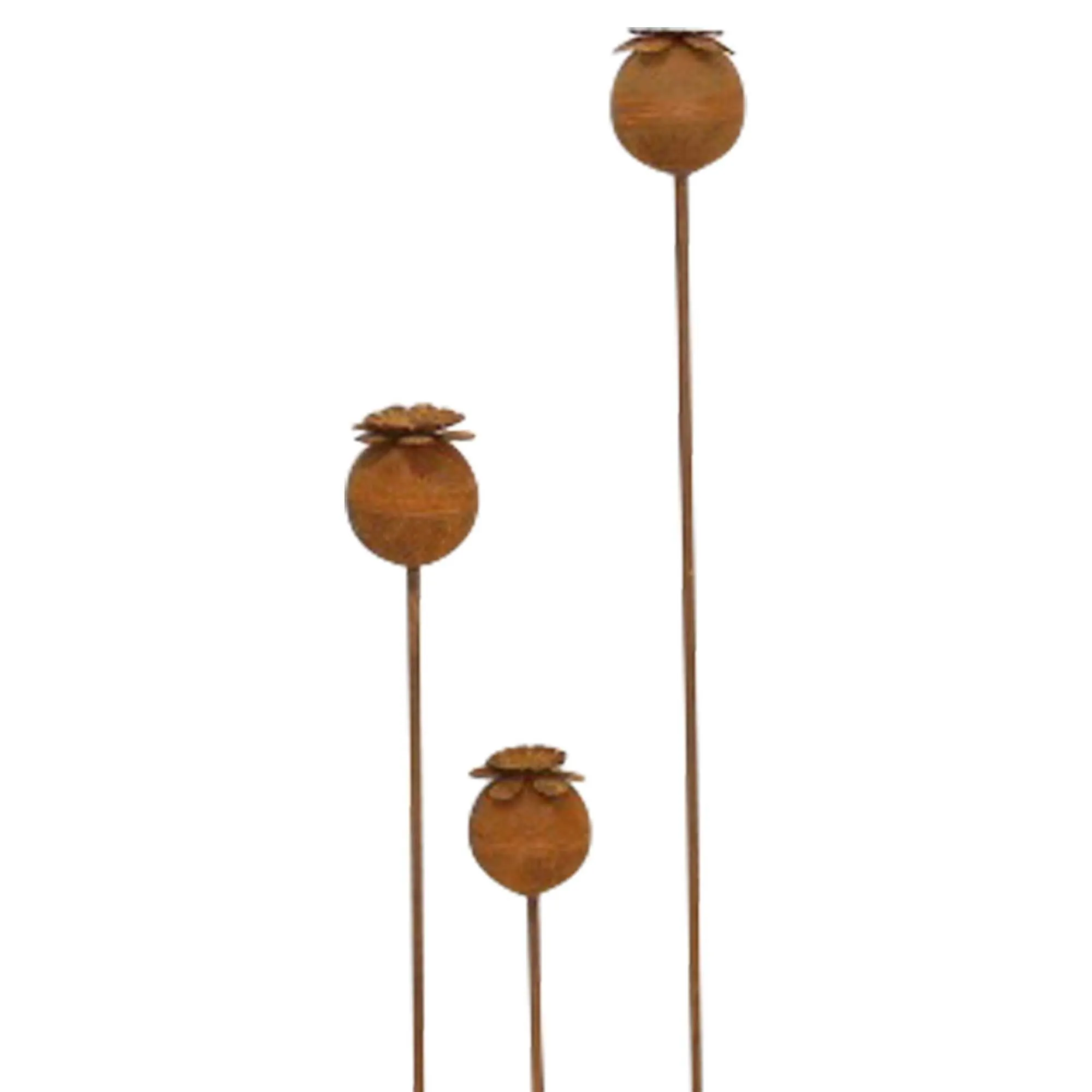Gartenstecker "Mohn", 3er Set  im Frank Flechtwaren Online Shop für Rostdeko für Ihren Garten kaufen