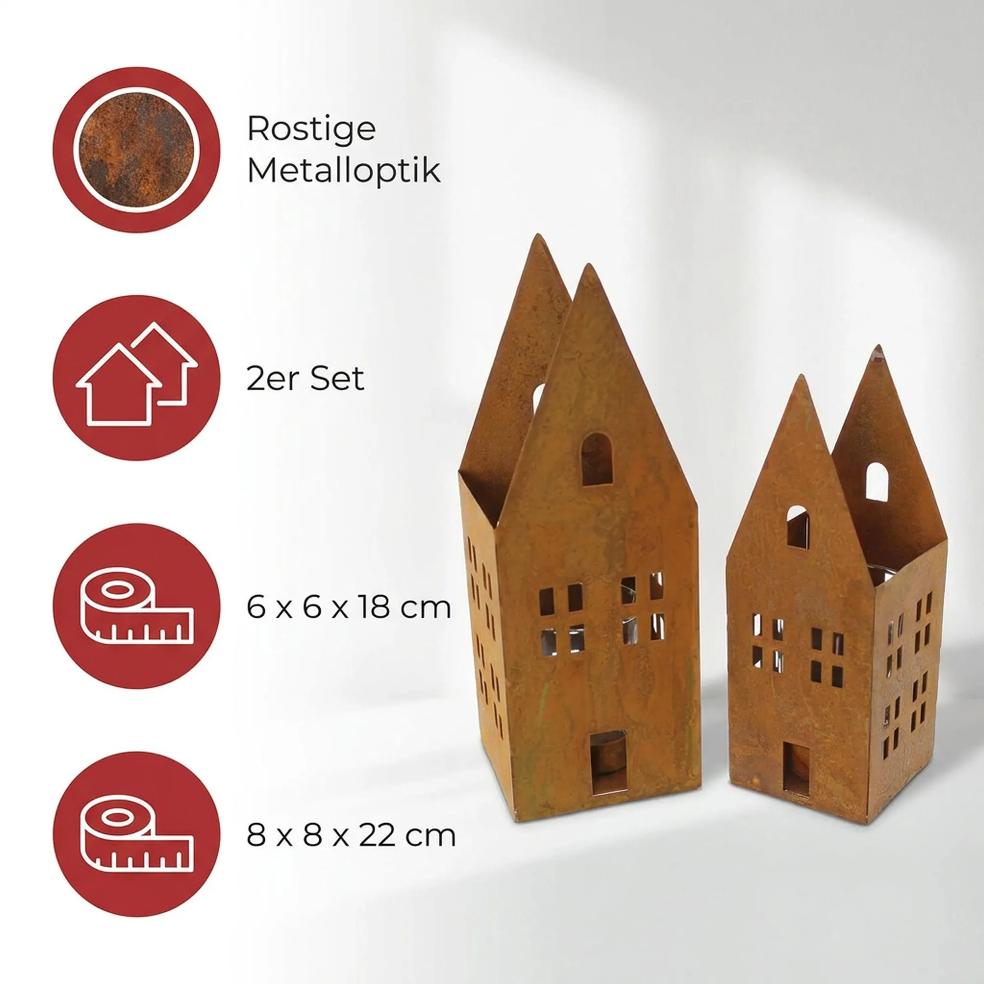 Windlicht "Rostoptik", 2er Set  im Frank Flechtwaren Online Shop für Windlichter kaufen