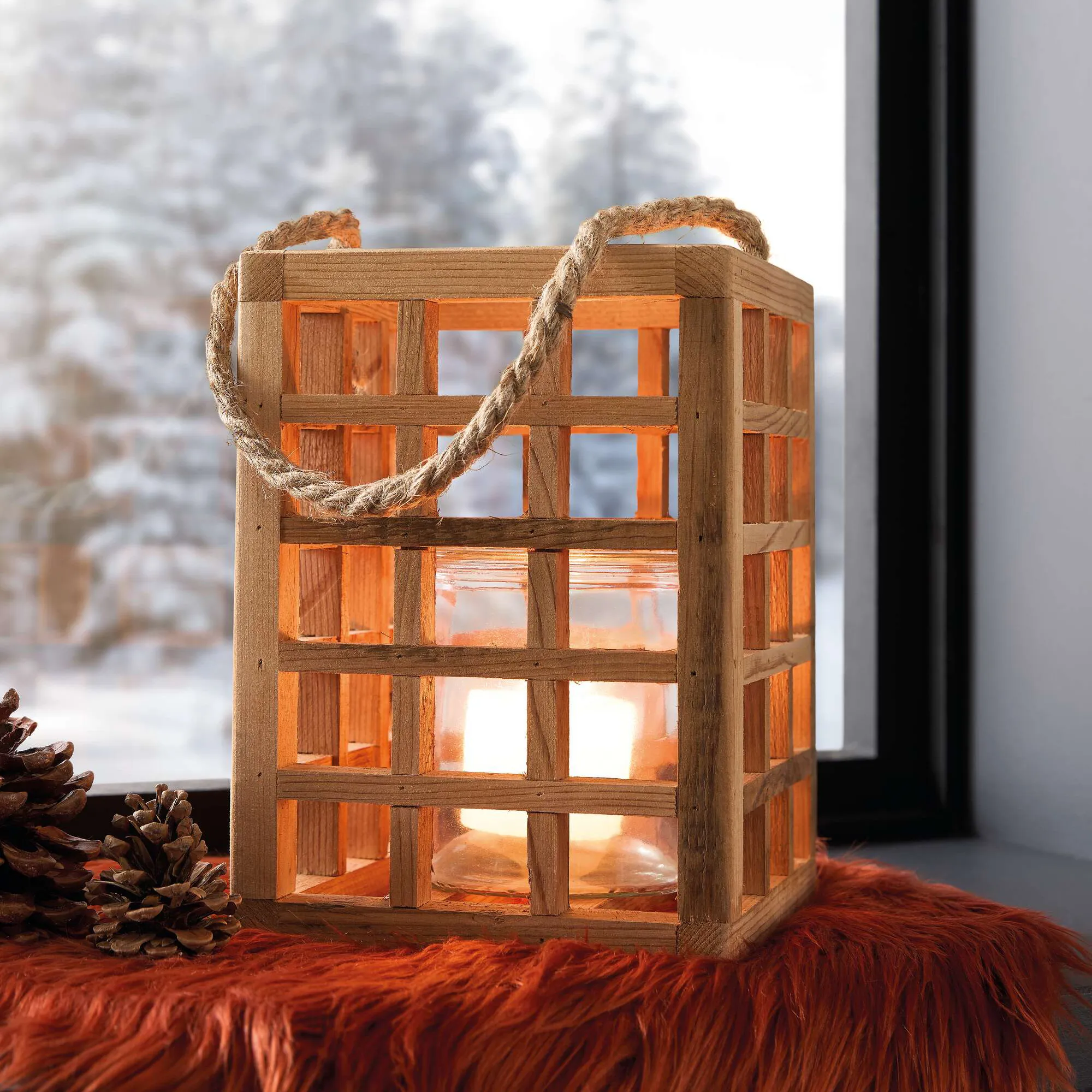Windlicht "Wood"  im Frank Flechtwaren Online Shop kaufen