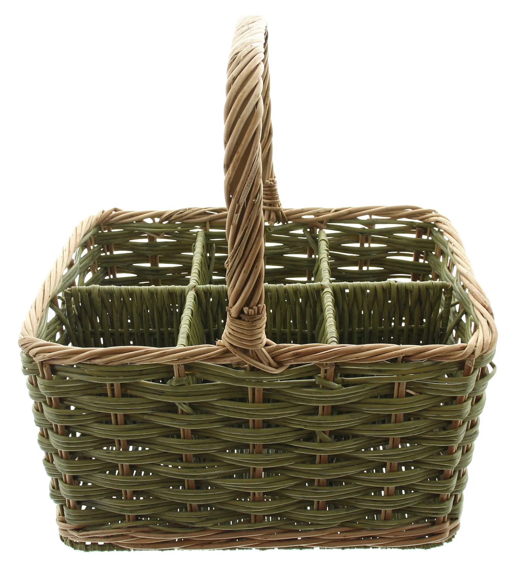 Flaschenkorb "Washed Green", für 6 Flaschen  im Frank Flechtwaren Online Shop für Weinliebhaber kaufen