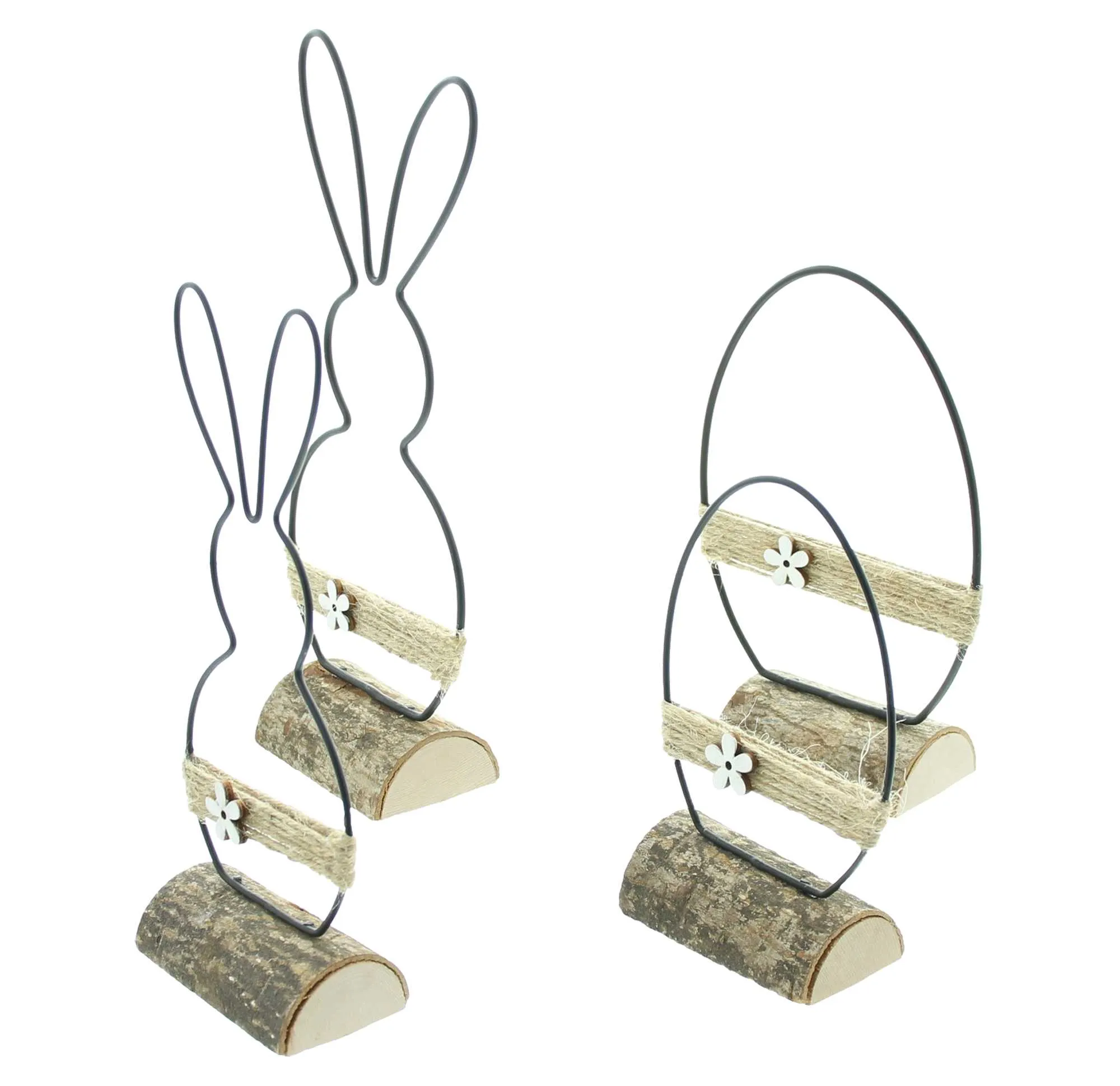 Osterdeko "Modern", 4er Set  im Frank Flechtwaren Online Shop für Hasen &amp; Co kaufen