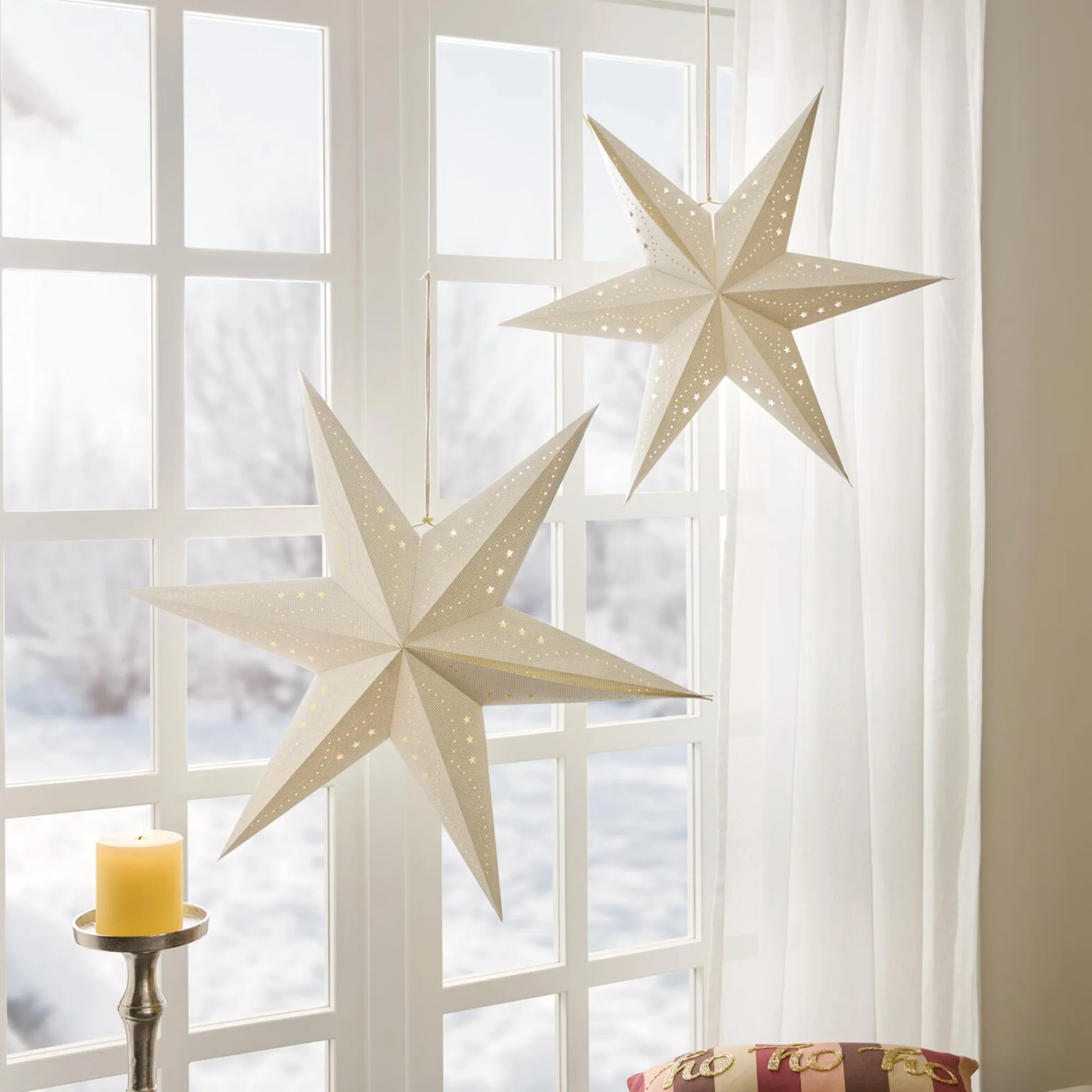Deko-Stern "White &amp; Silver", 2er Set  im Frank Flechtwaren Online Shop kaufen