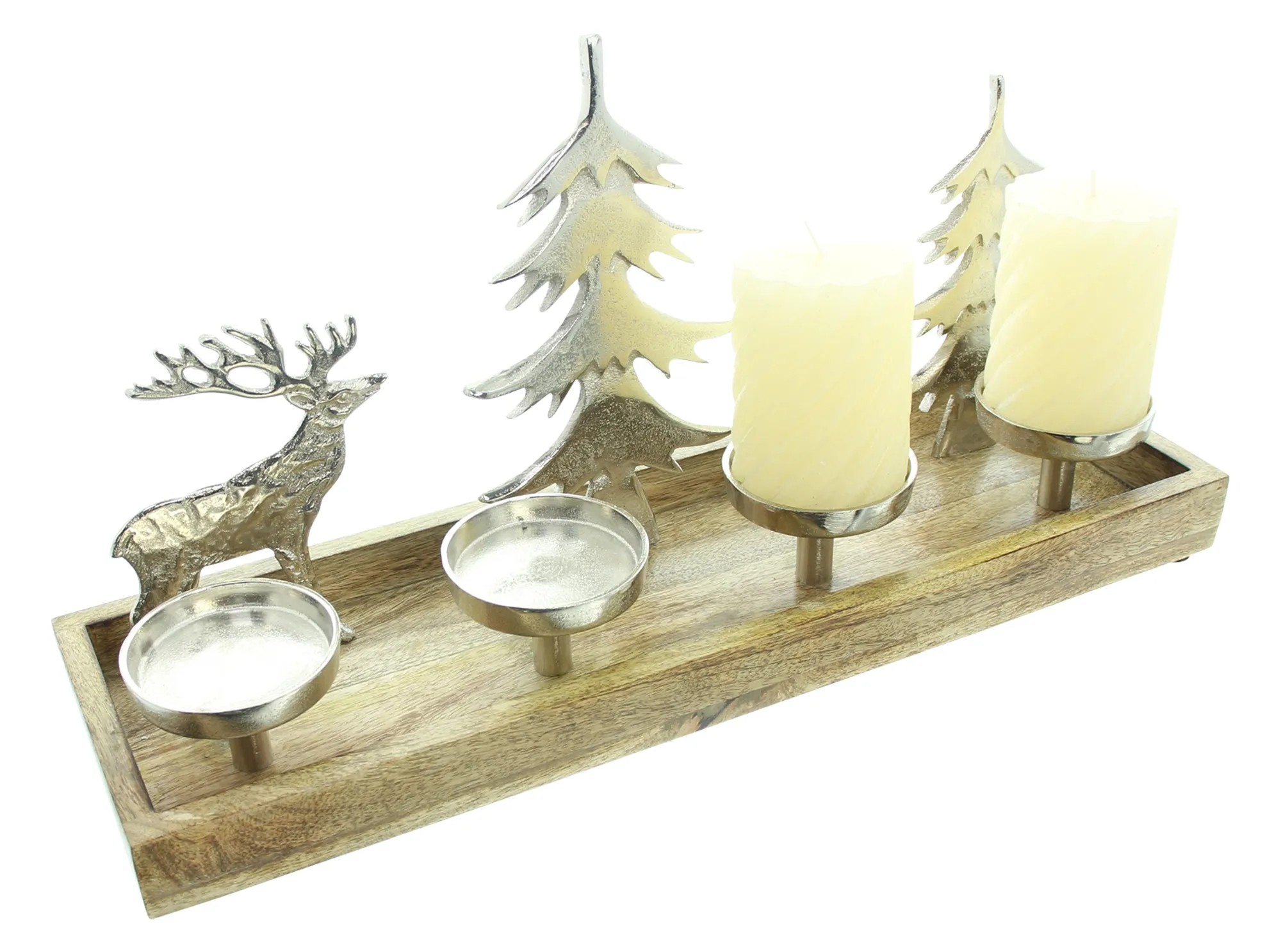 Kerzenhalter "Rentier &amp; Tannen"  im Frank Flechtwaren Online Shop für Adventskränze kaufen