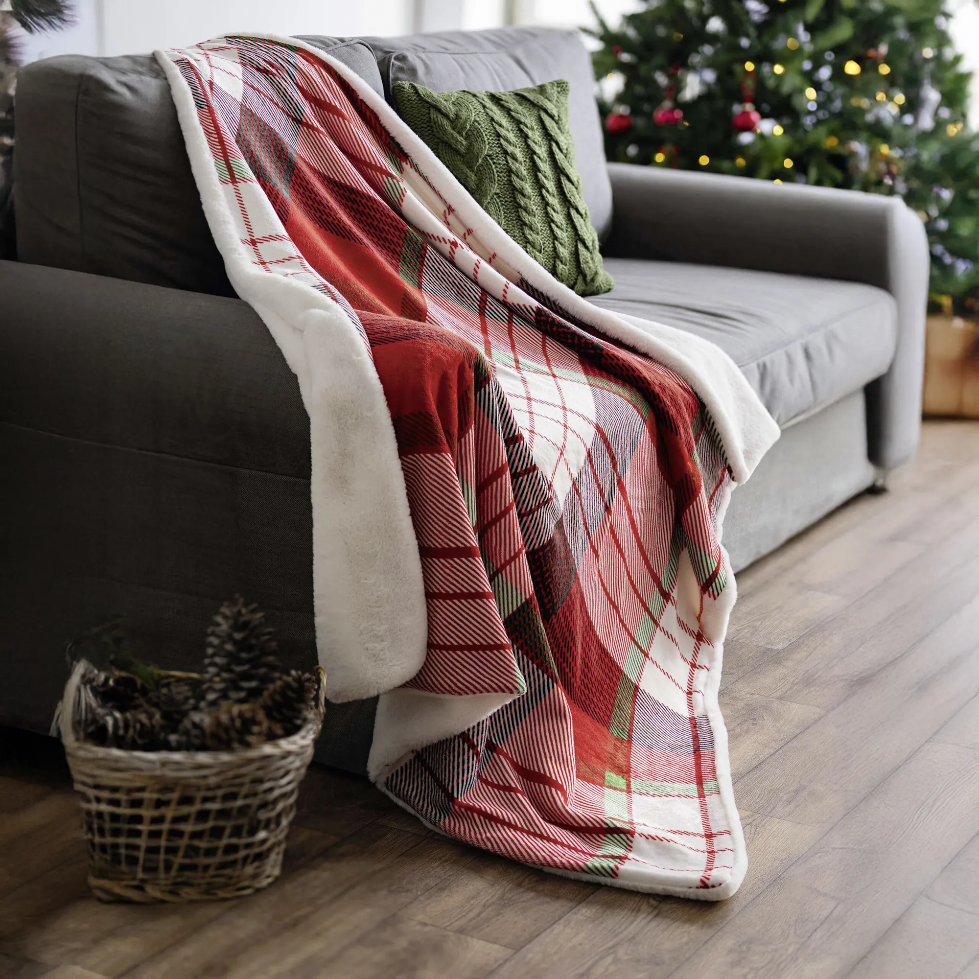Kuscheldecke "Weihnachtskaro"  im Frank Flechtwaren Online Shop kaufen