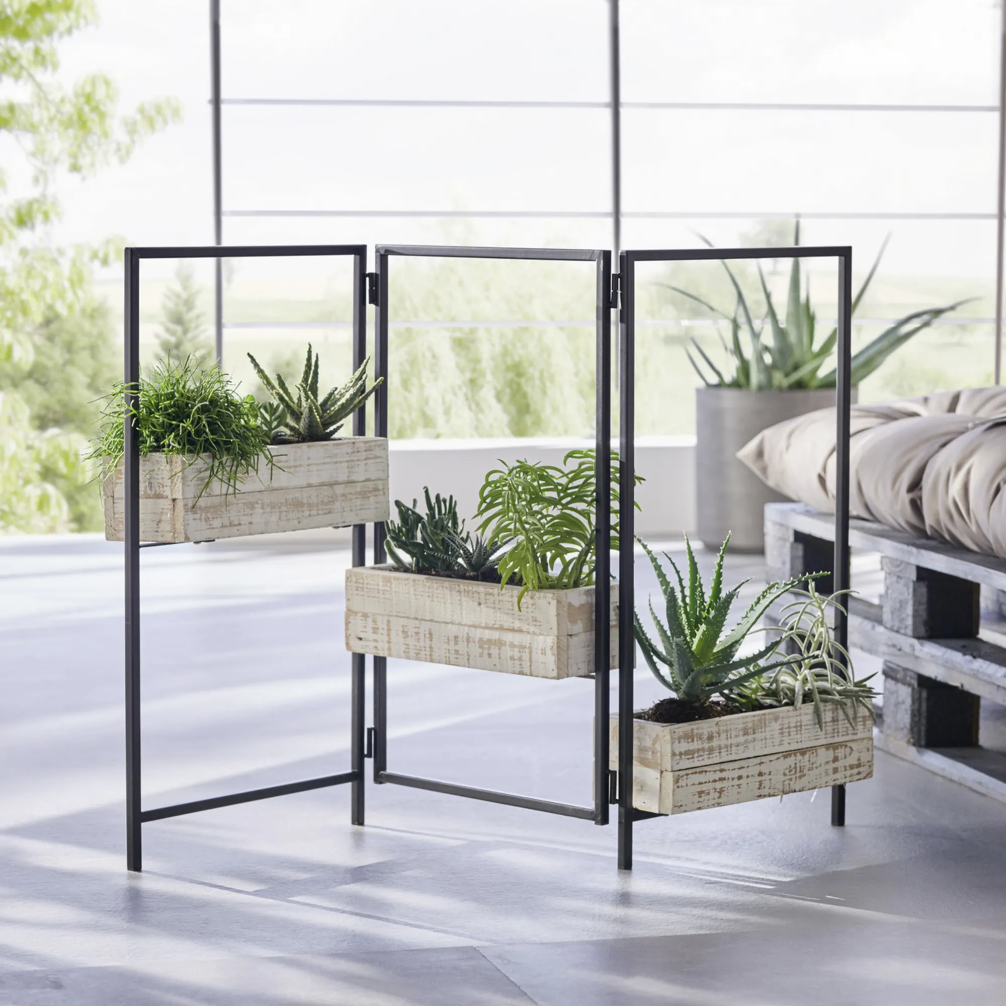 Pflanz-Paravent "Modern Shabby"  im Frank Flechtwaren Online Shop kaufen
