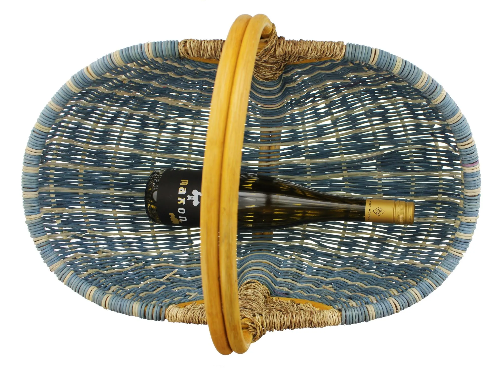Einkaufskorb "Blau/Natur"  im Frank Flechtwaren Online Shop für Einkaufskörbe kaufen