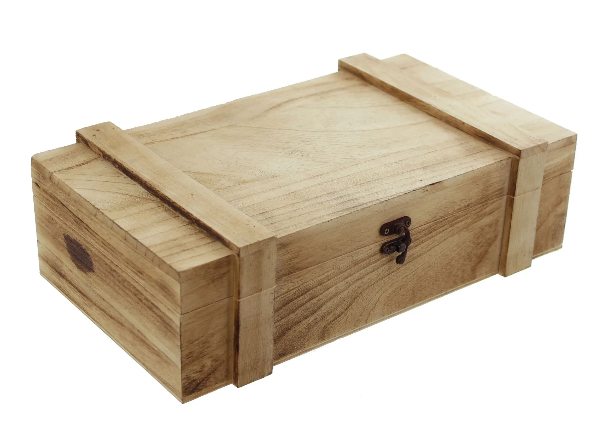 Holztruhe "Rustikal", für 2 Flaschen  im Frank Flechtwaren Online Shop für Weinliebhaber kaufen