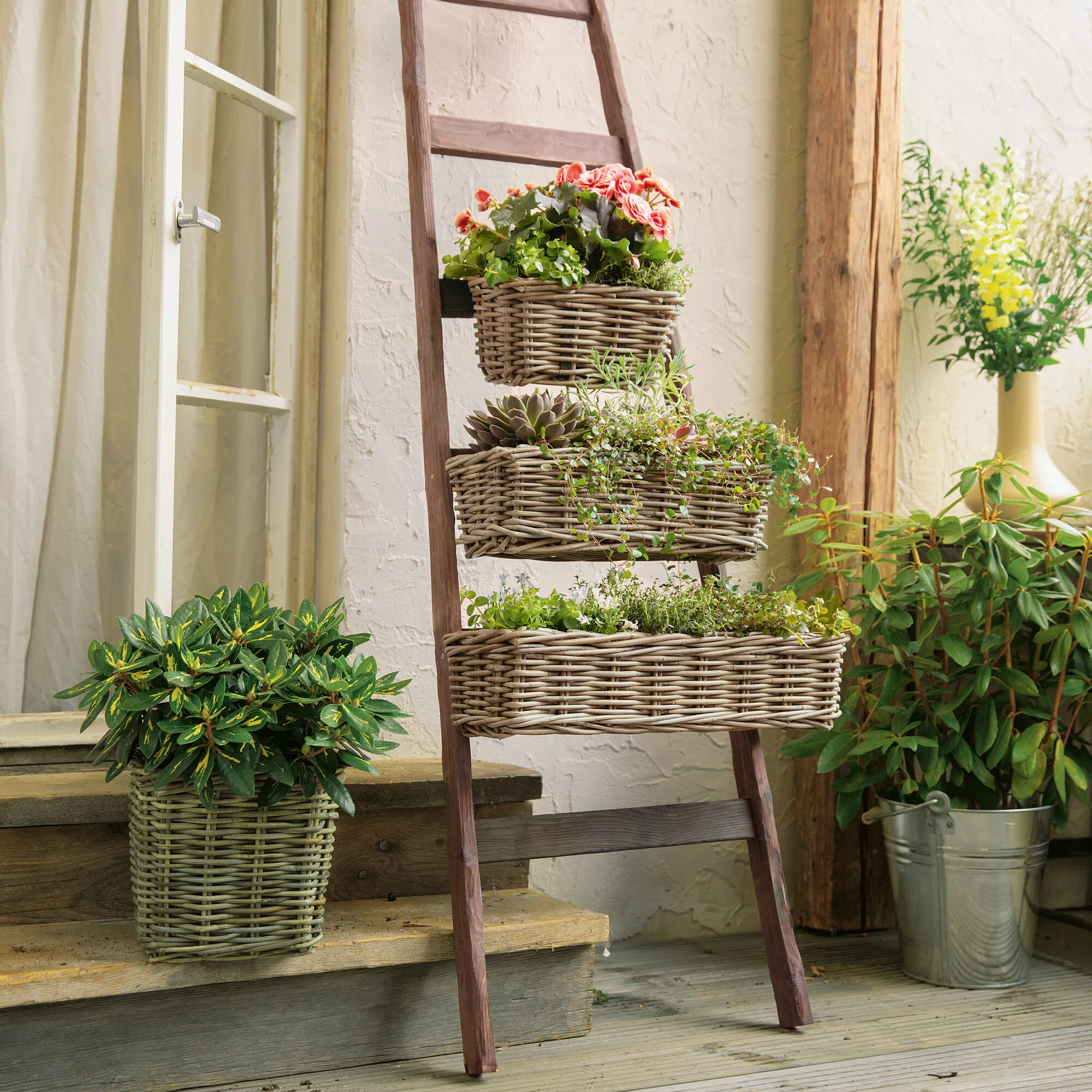 Balkonpflanzer "Rattan", groß  im Frank Flechtwaren Online Shop für Pflanztöpfe kaufen