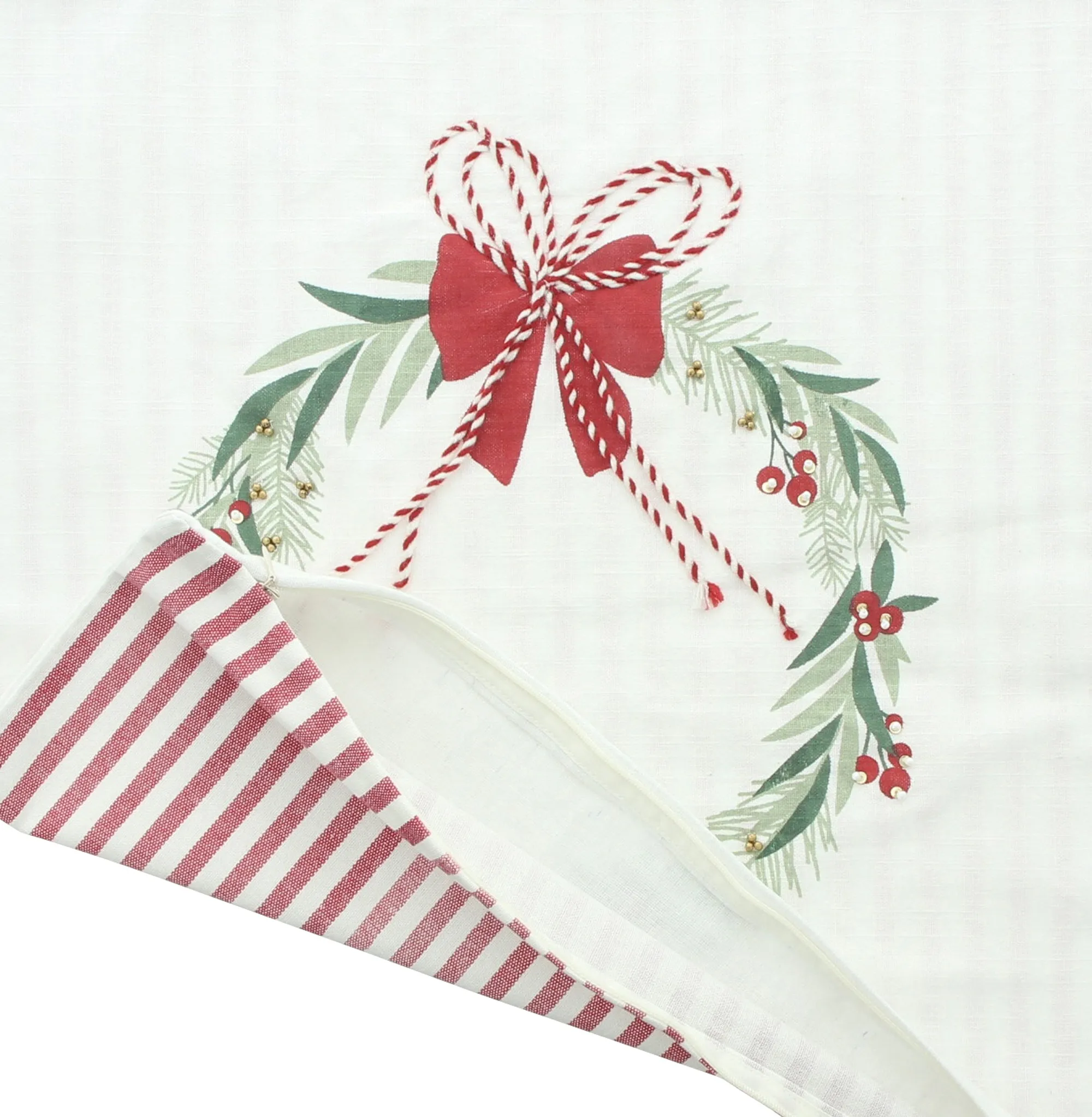Kissenhülle "Schleifchenkranz"  im Frank Flechtwaren Online Shop für Weihnachtliche Kissen &amp; Kissenhüllen kaufen