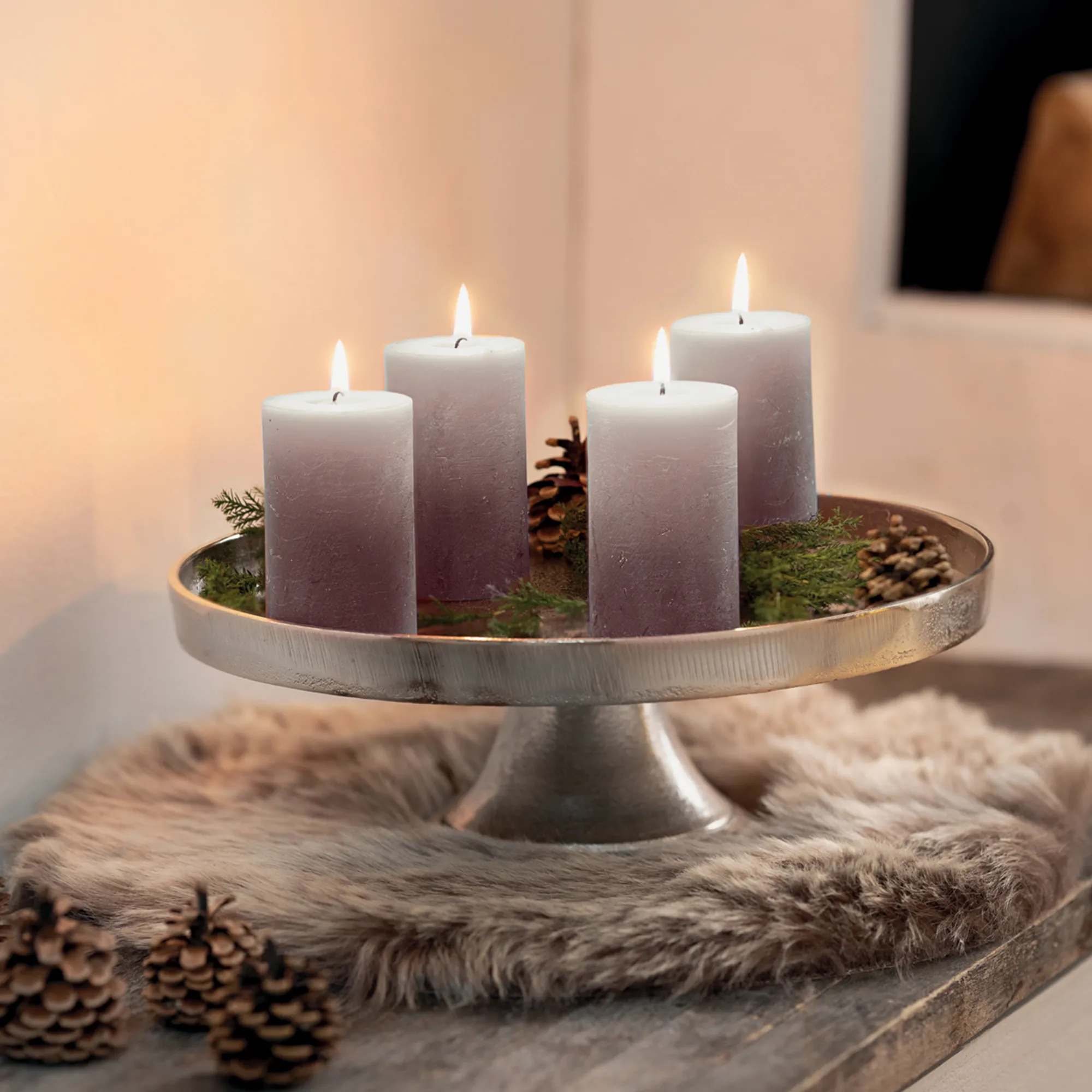 Kerze "Walnuss", 4er Set  im Frank Flechtwaren Online Shop für Nordischer Winter kaufen