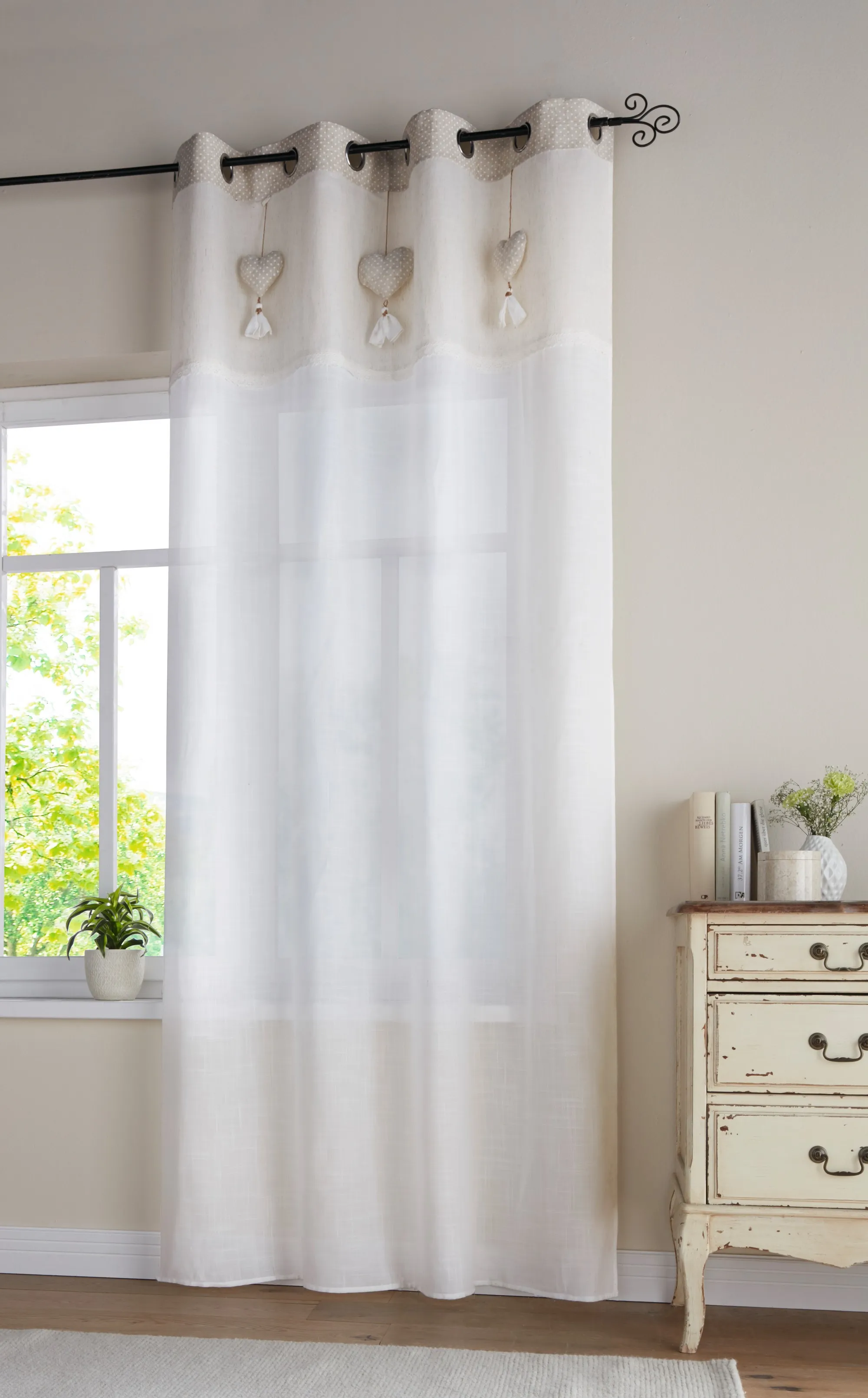 Vorhang "Herzhänger"  im Frank Flechtwaren Online Shop für Fenstervorhänge kaufen