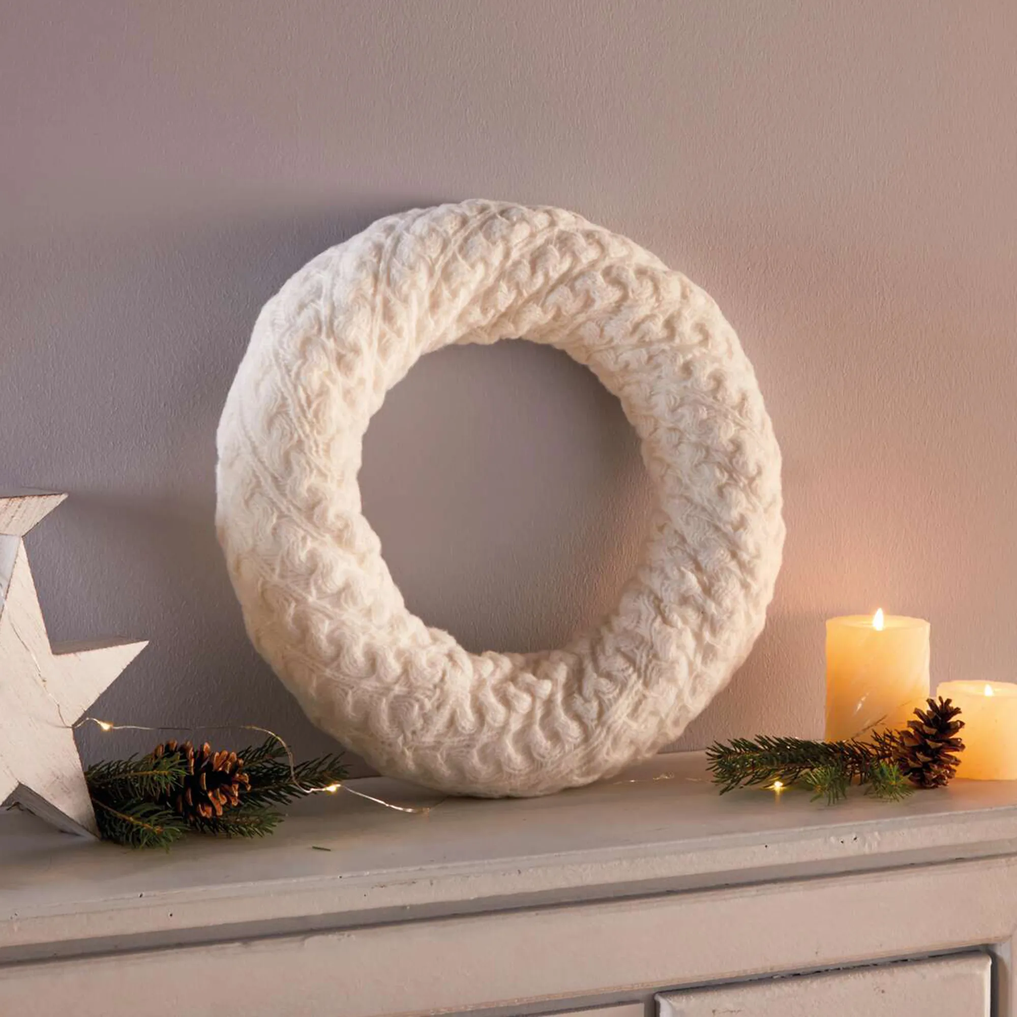 Kranz "Kuschelstrick"  im Frank Flechtwaren Online Shop für Weihnachtliches Chalet kaufen