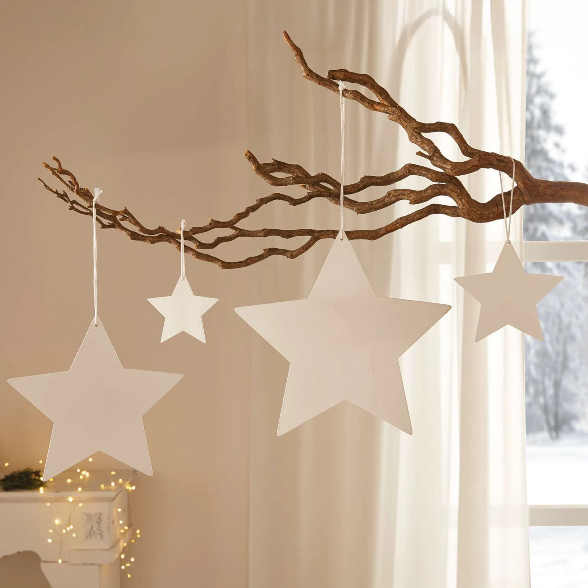 Sternhänger "White", 4er Set  im Frank Flechtwaren Online Shop für Metallic Glam kaufen