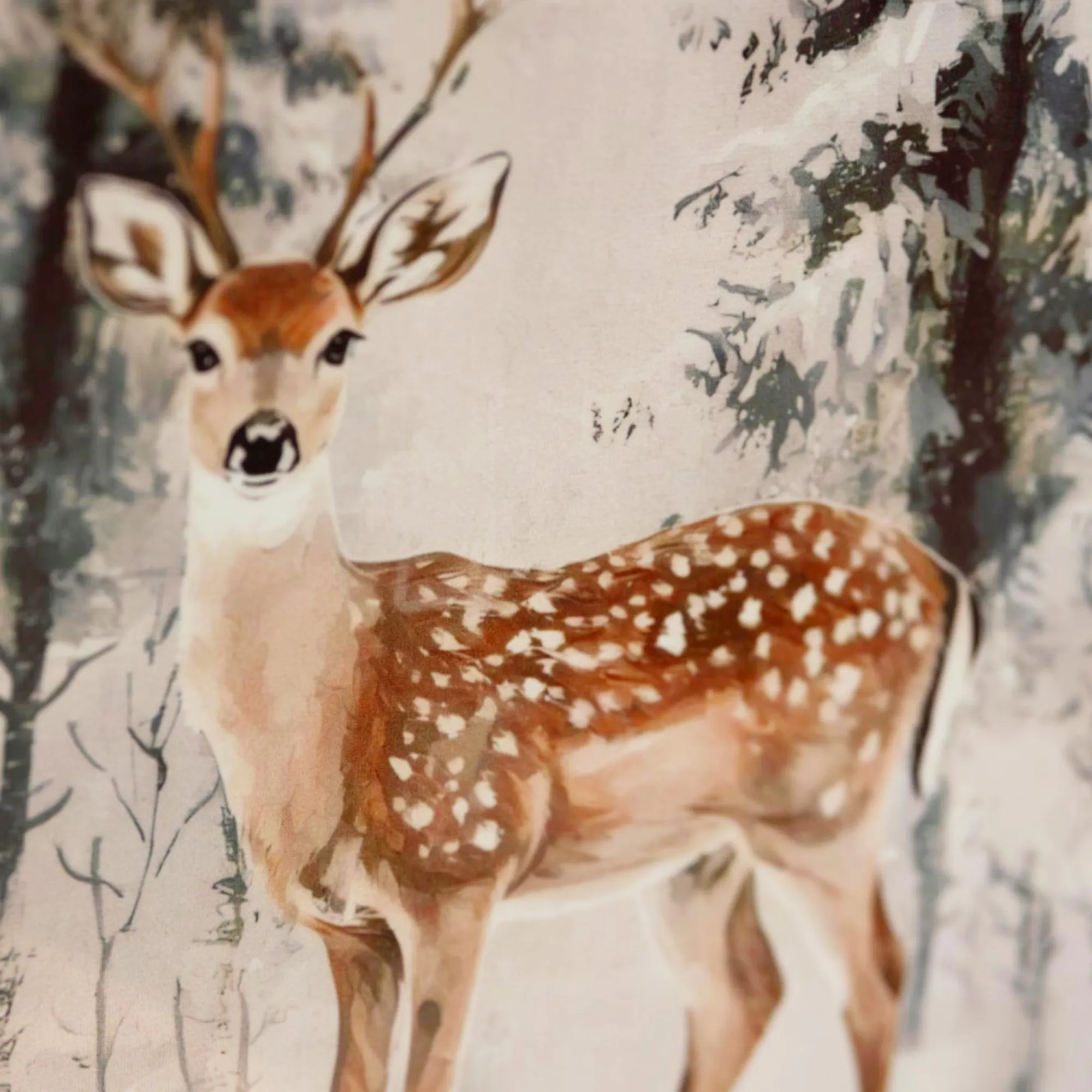 Kissenhülle "Winterhirsch"  im Frank Flechtwaren Online Shop für Trendmotiv Hirsch kaufen