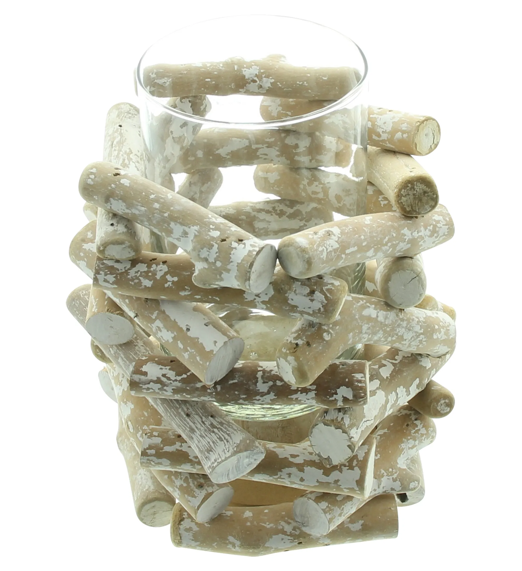 Windlicht "Holzstückchen"  im Frank Flechtwaren Online Shop für Windlichter kaufen
