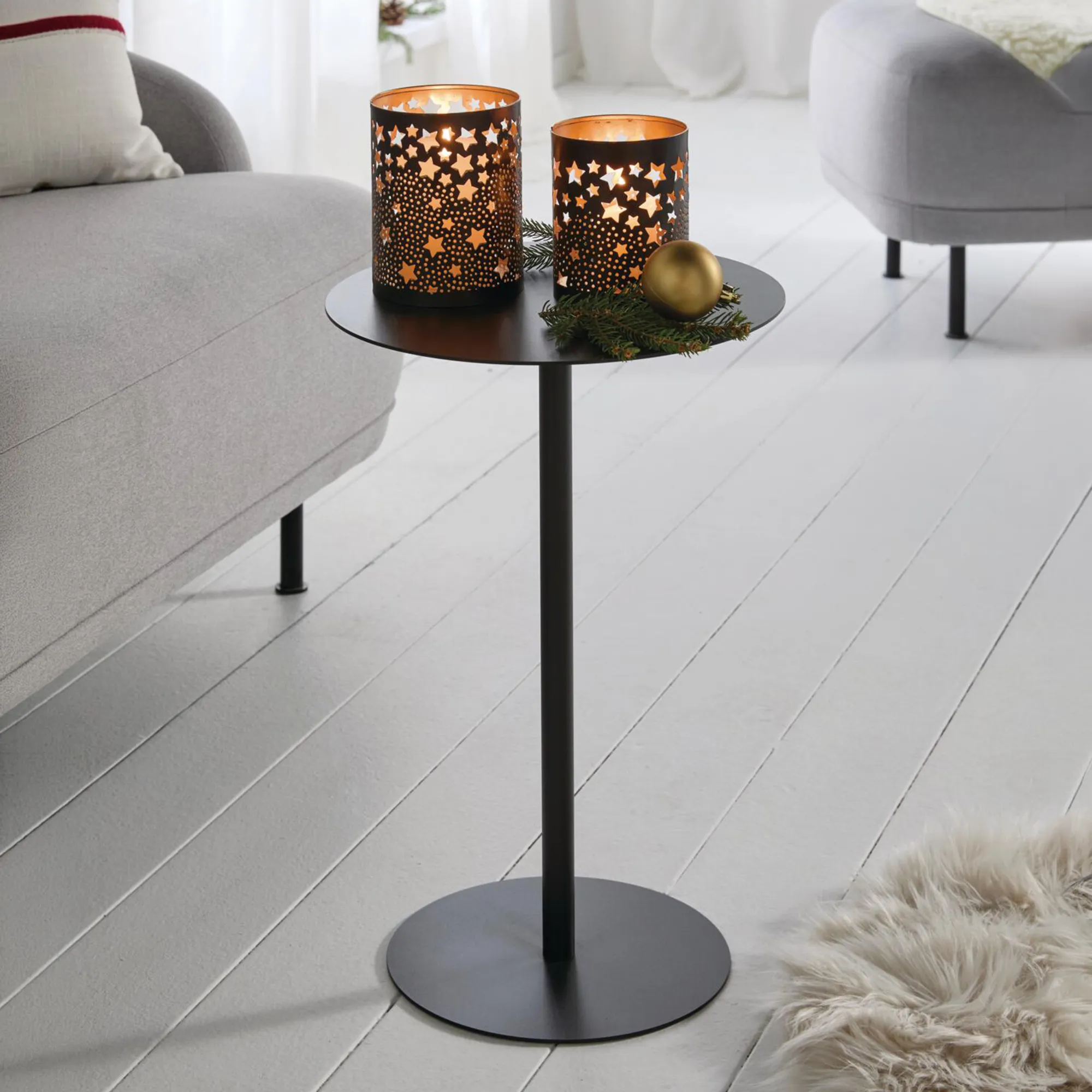 Windlicht "Sternenregen", 2er Set  im Frank Flechtwaren Online Shop für Gold &amp; Schwarz kaufen