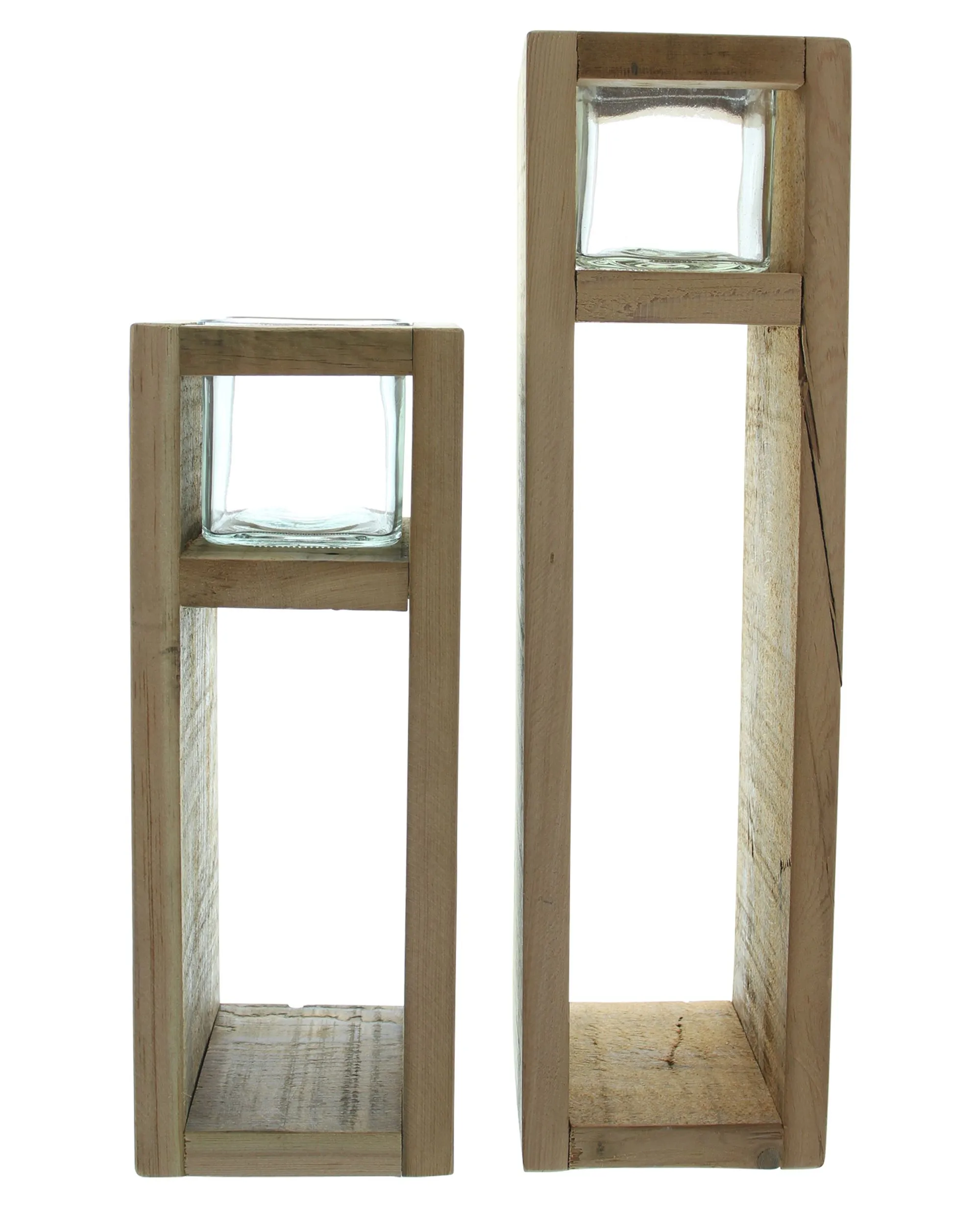 Windlichtsäule "Wood", 2er Set  im Frank Flechtwaren Online Shop für Windlichter kaufen