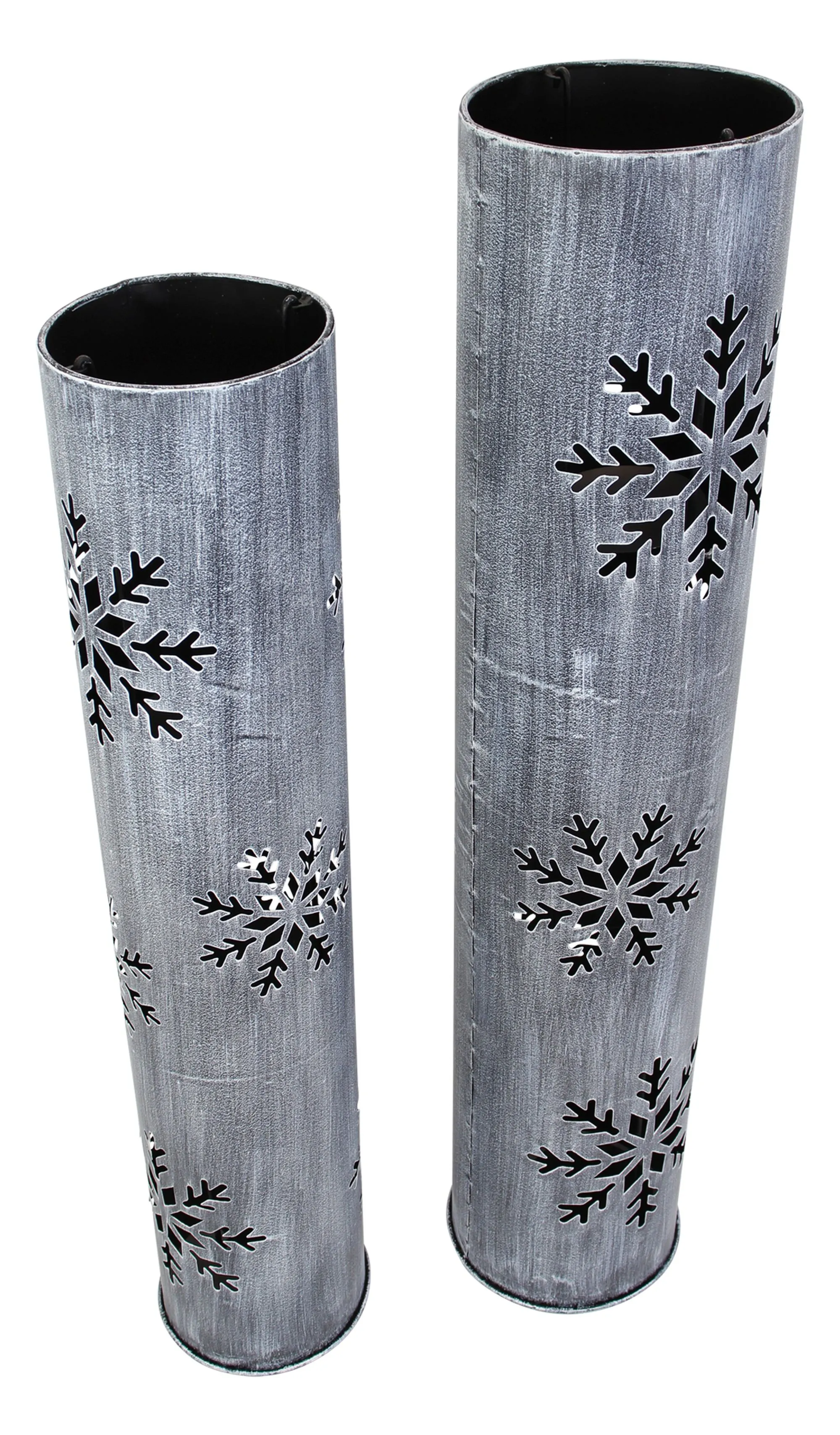 Windlichtsäule "Schneeflocke", 2er Set  im Frank Flechtwaren Online Shop für Gartenbeleuchtung kaufen