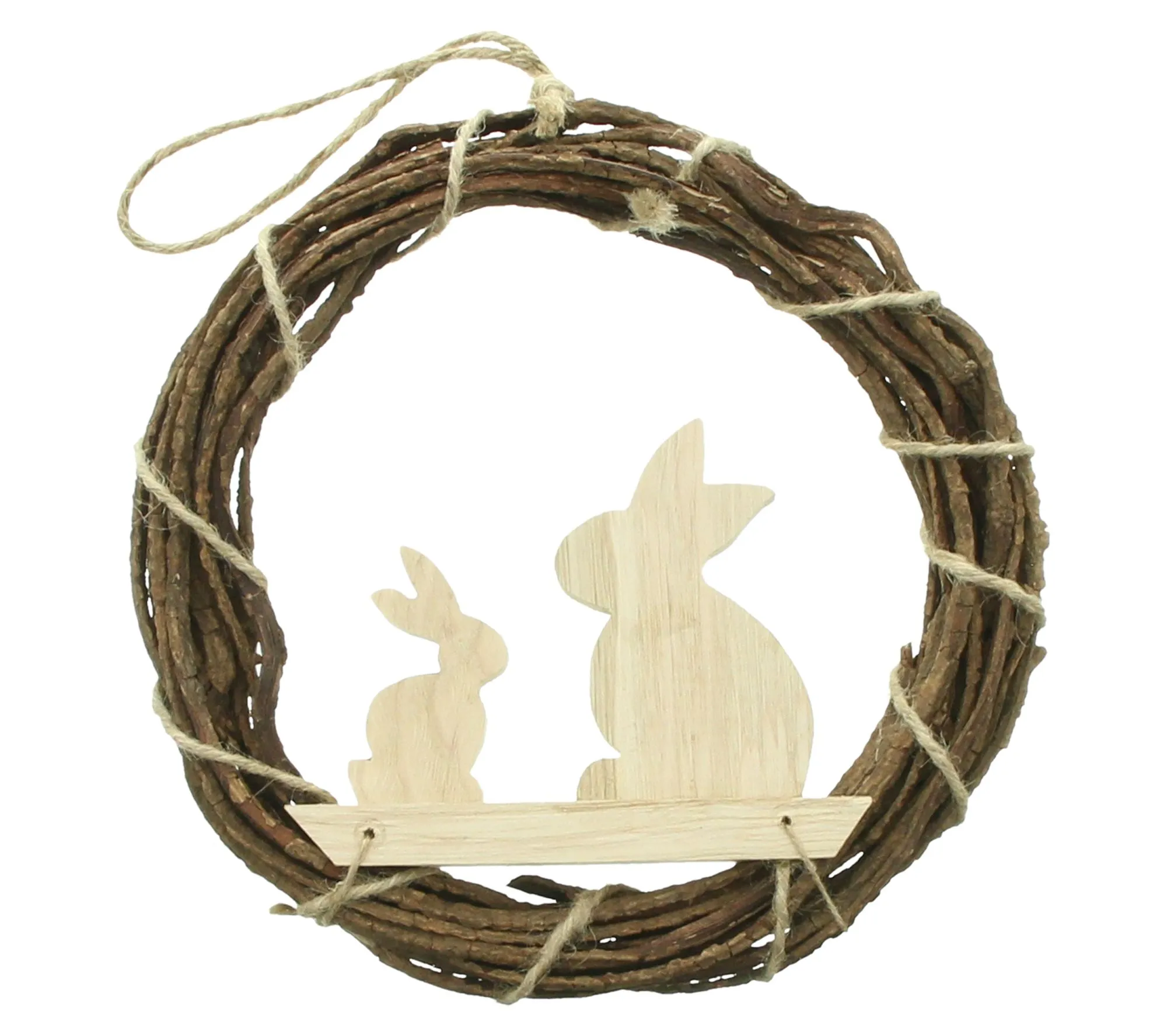 Kranz "Häschenpaar"  im Frank Flechtwaren Online Shop für Österliche Gartendeko kaufen