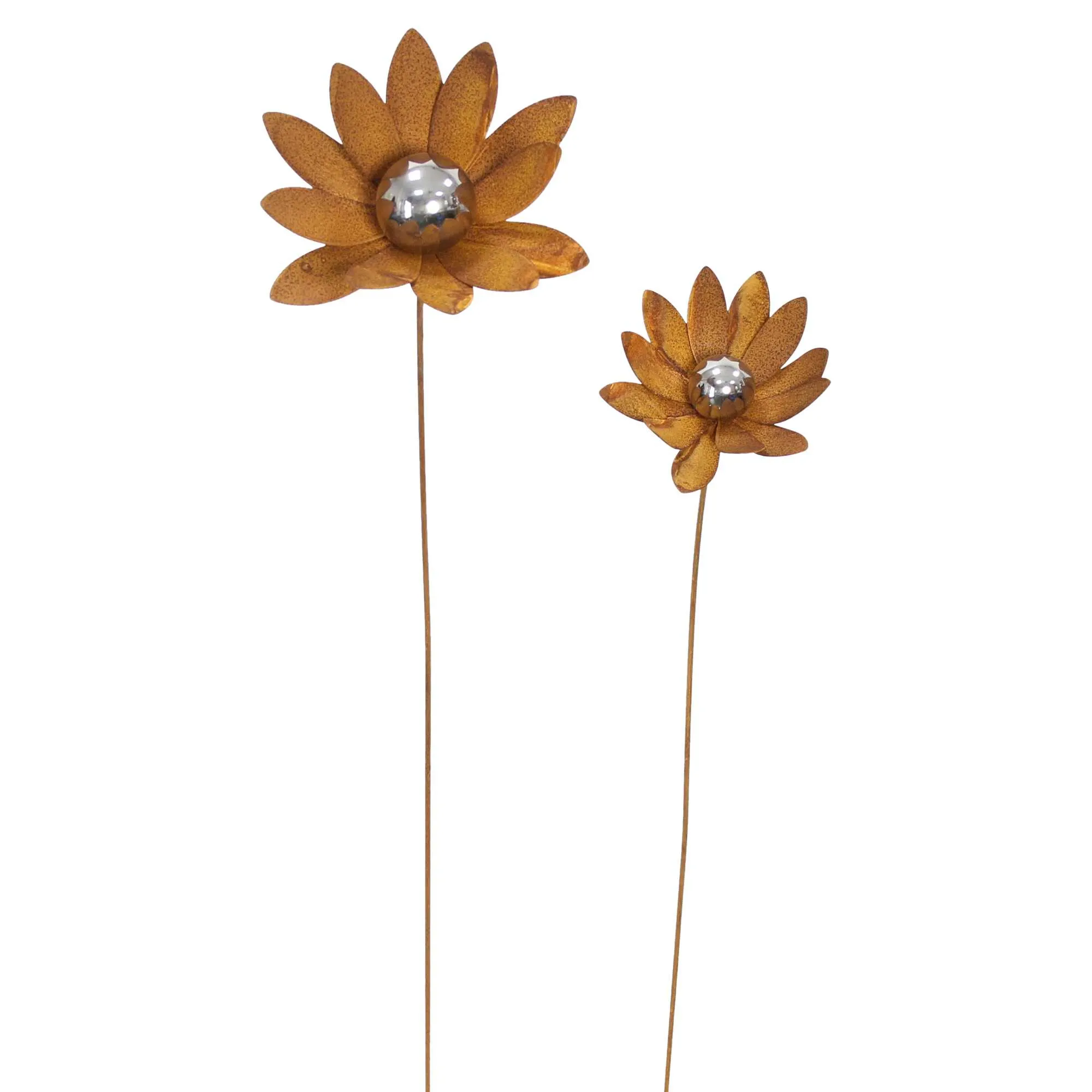 Gartenstecker "Blume", 2er Set  im Frank Flechtwaren Online Shop für Rostdeko für Ihren Garten kaufen