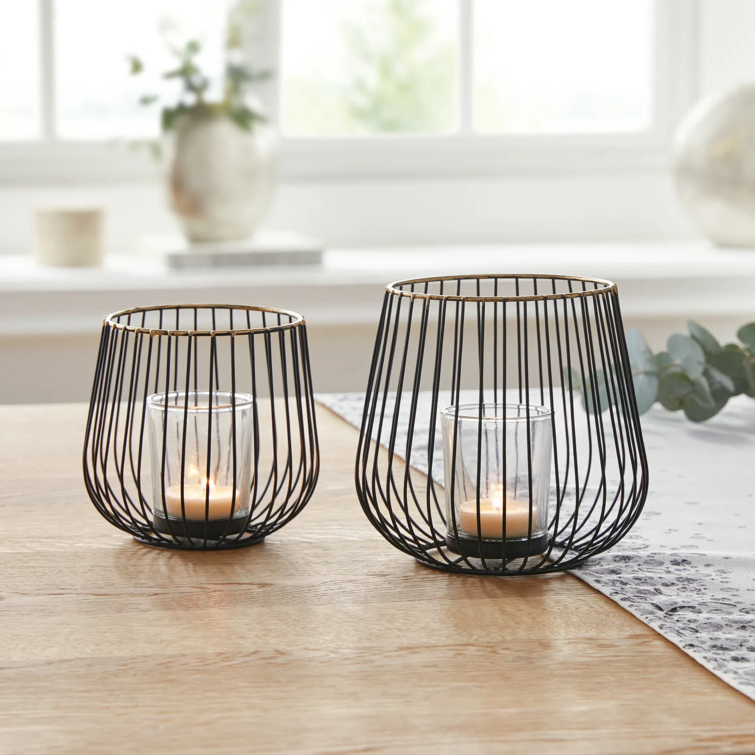 Windlicht "Modern", 2er Set  im Frank Flechtwaren Online Shop für Black &amp; White kaufen