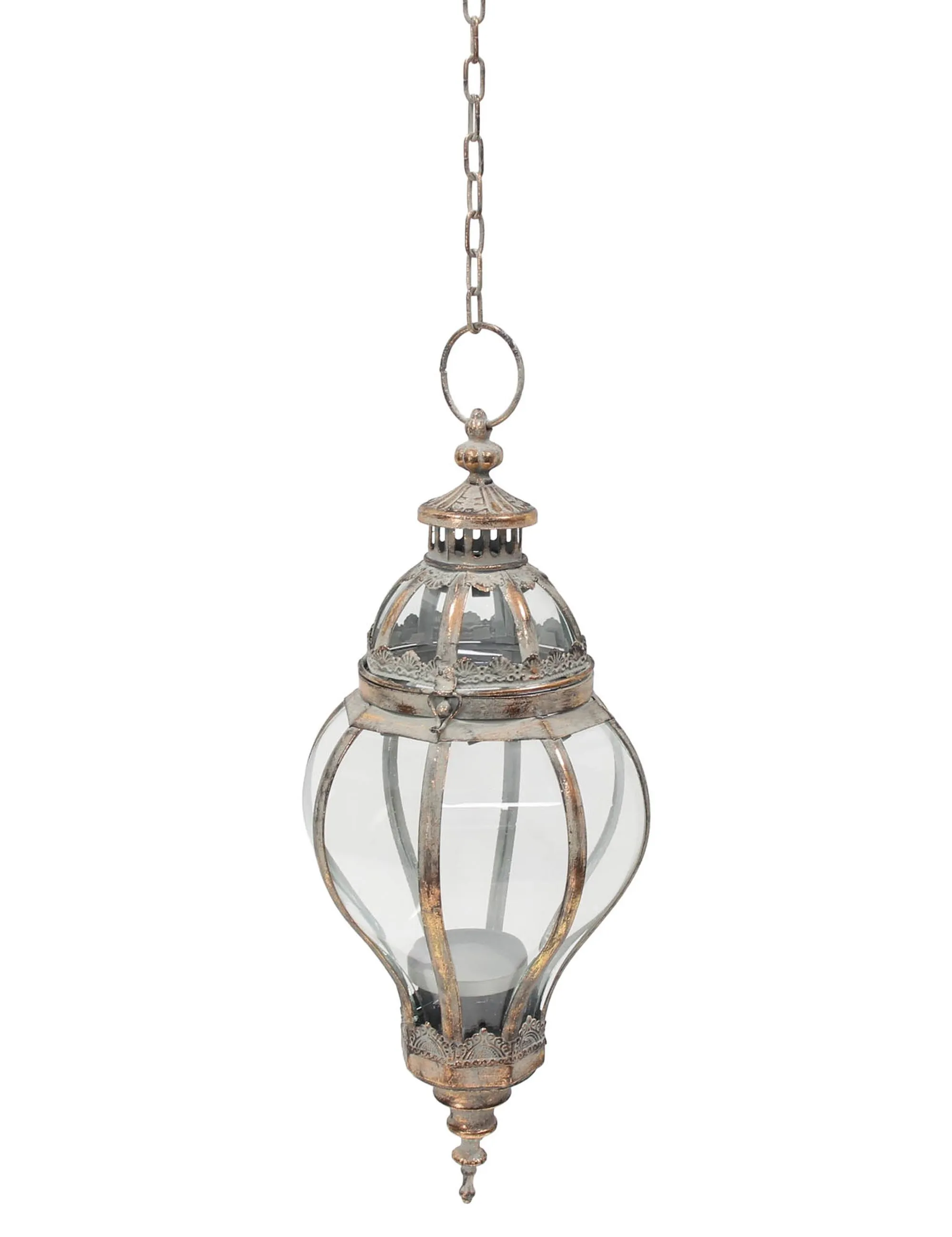 Hänge-Laterne "Metallic Vintage"  im Frank Flechtwaren Online Shop für Vintage-Flair im Weihnachtsgarten kaufen
