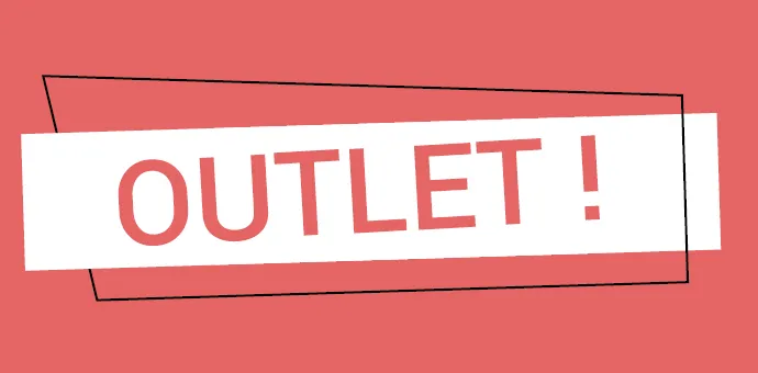 Werbegrafik: roter Outlet-Hinweis als Hinweis auf reduzierte Angebote