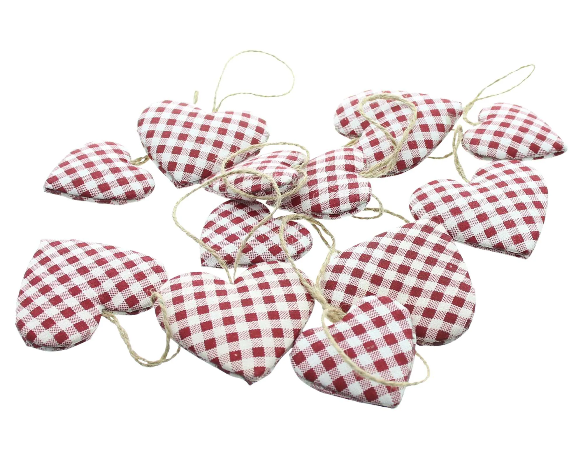 Herzhänger "Kariert", 12er Set  im Frank Flechtwaren Online Shop für Dekohänger kaufen