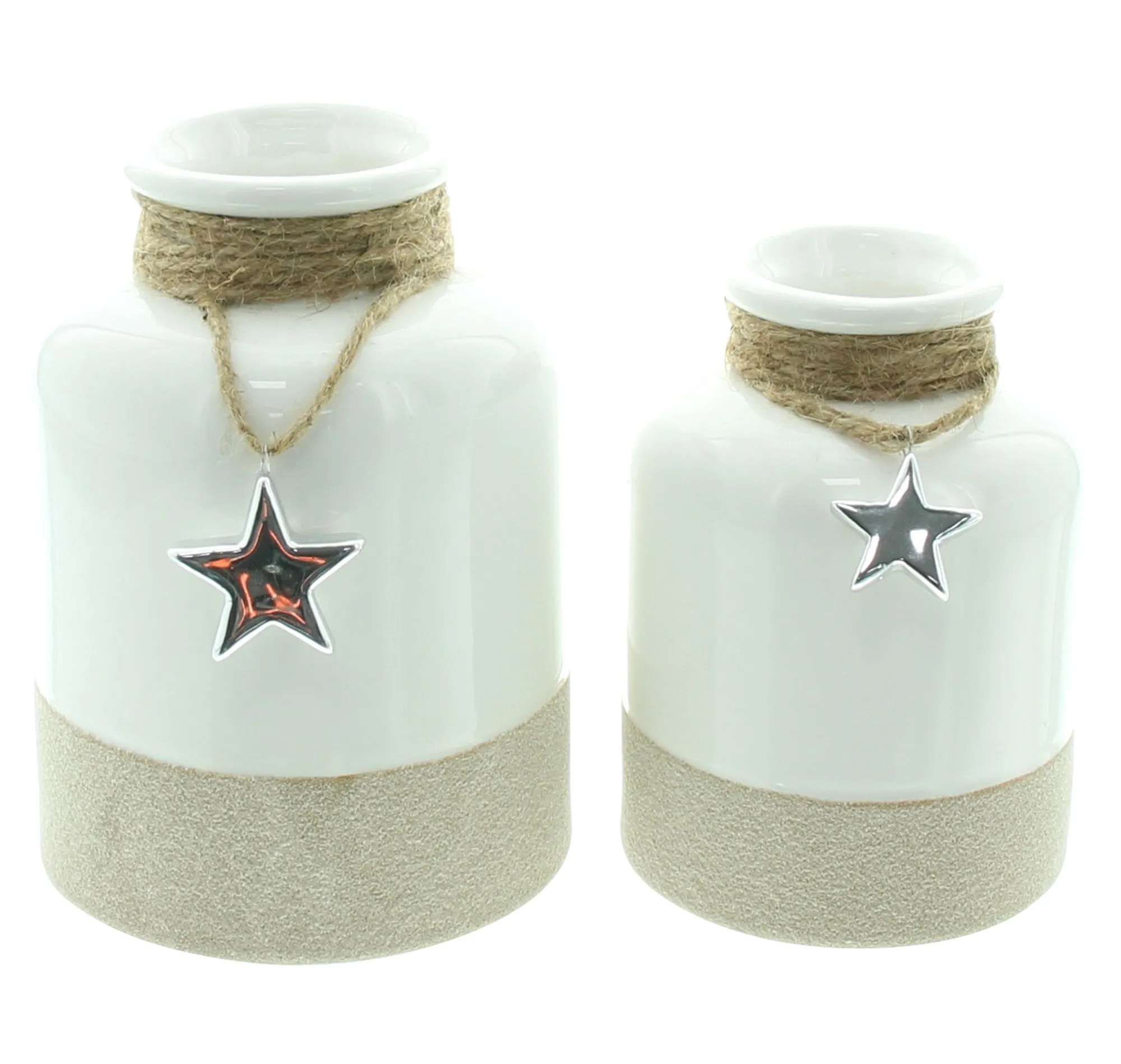 Dekovase "Silberstern", 2er Set  im Frank Flechtwaren Online Shop für Weihnachtliche Dekofiguren kaufen
