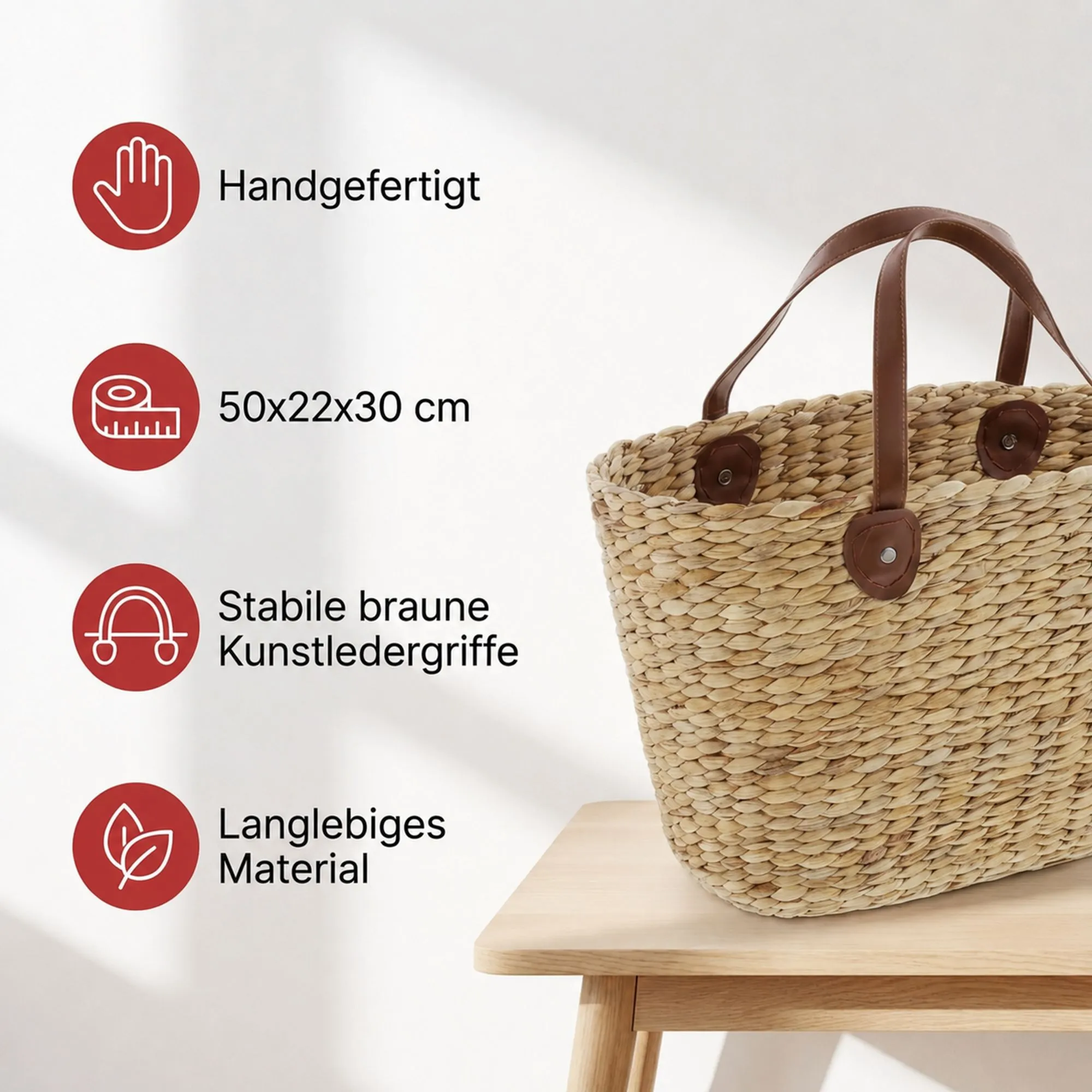 Einkaufstasche "Naturoptik"  im Frank Flechtwaren Online Shop für Landhaus-Flair kaufen
