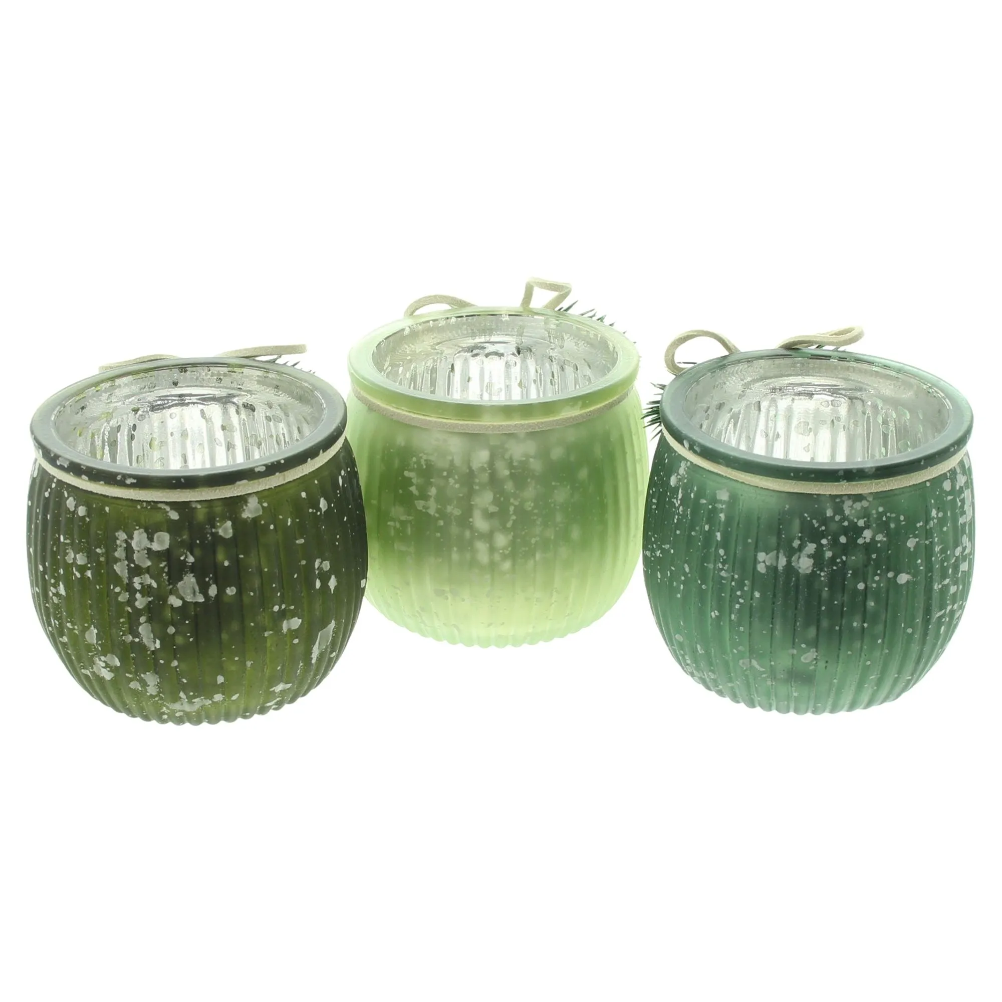 Teelichthalter "Green Shades", 3er Set  im Frank Flechtwaren Online Shop für Festlicher Look: Mint &amp; Weiß kaufen