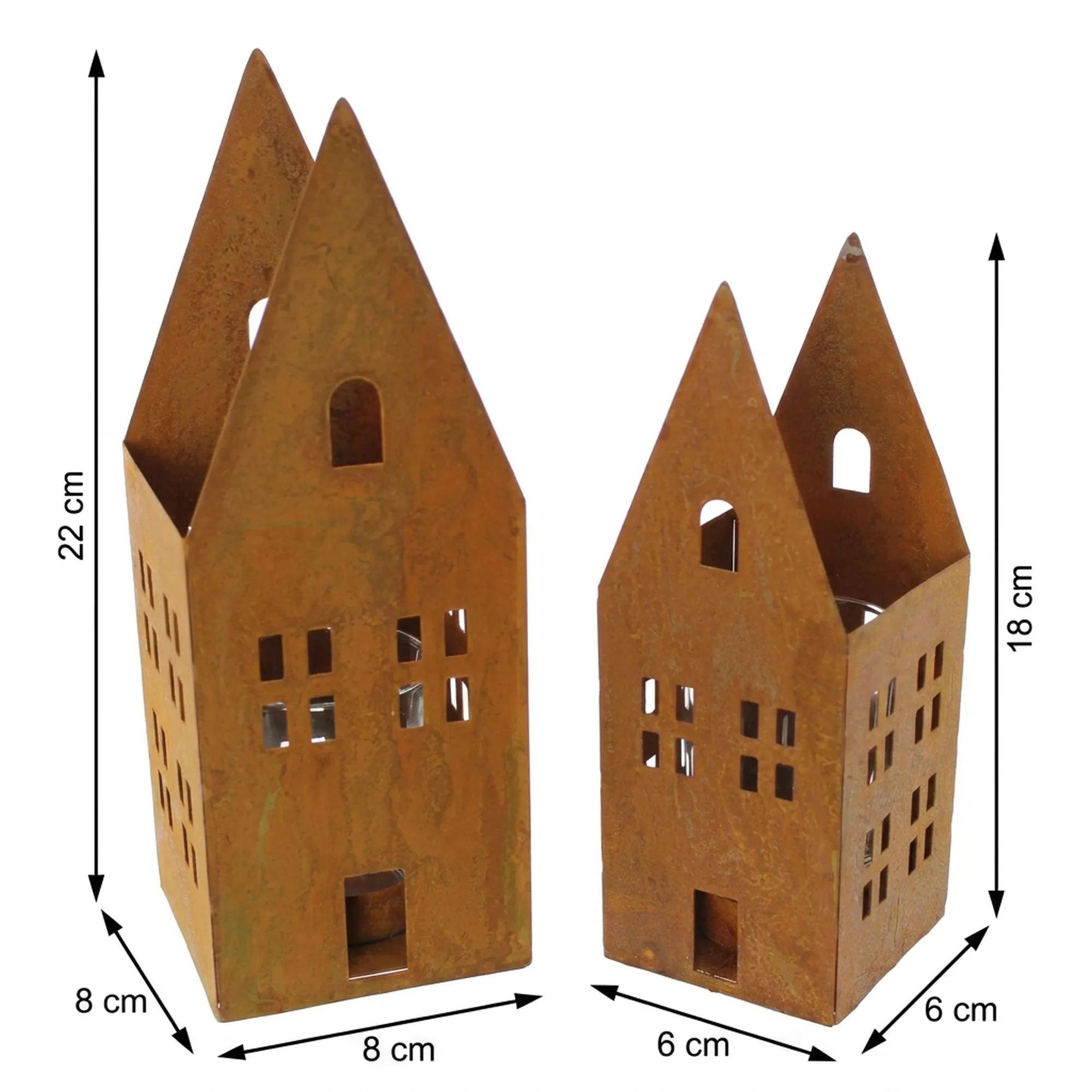 Windlicht "Rostoptik", 2er Set  im Frank Flechtwaren Online Shop für Windlichter kaufen