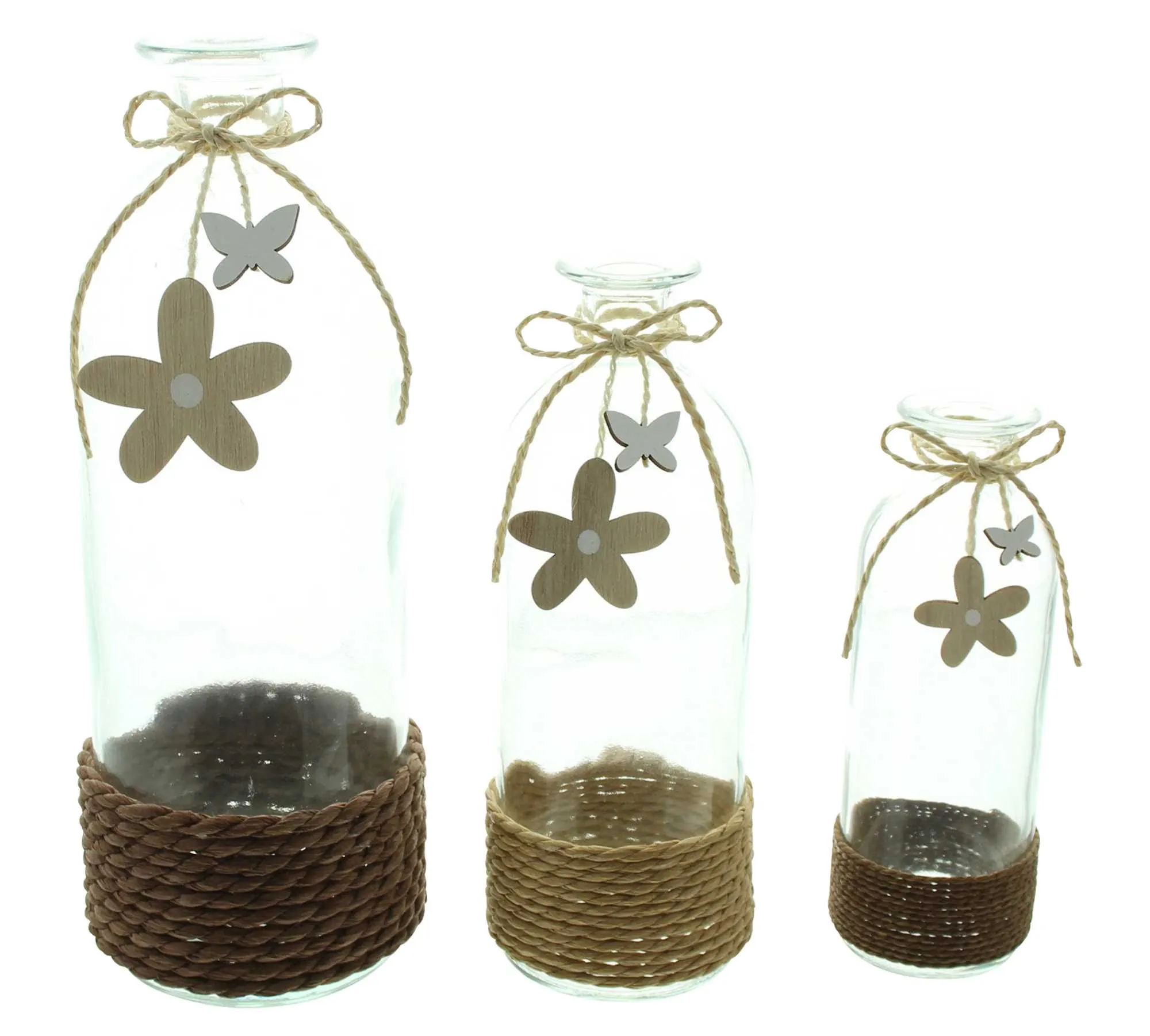 Dekovase "Blume &amp; Schmetterling", 3er Set  im Frank Flechtwaren Online Shop für Geschenke-Tipps kaufen