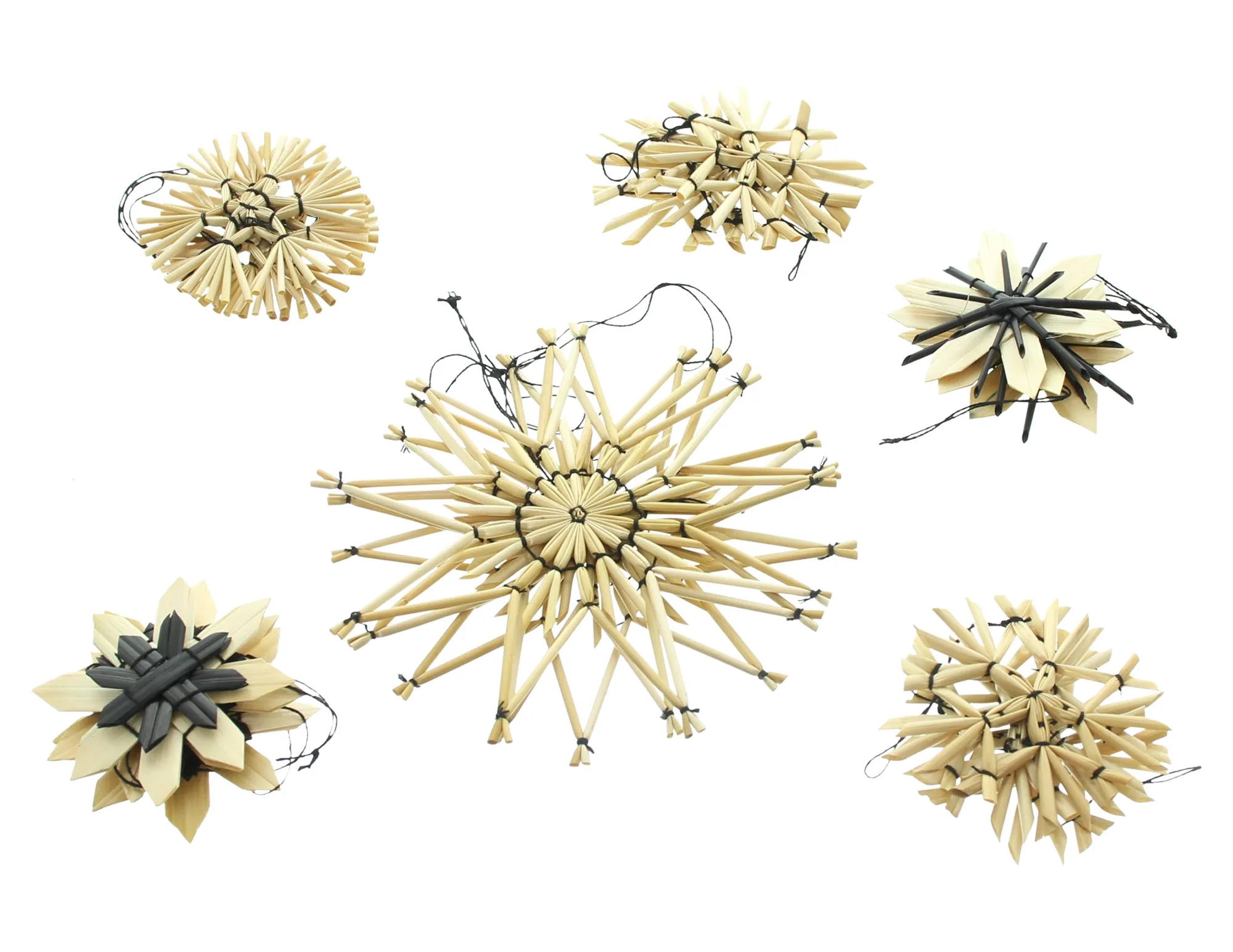 Strohsterne "Nature &amp; Black", 18er Set  im Frank Flechtwaren Online Shop für Dekohänger  kaufen