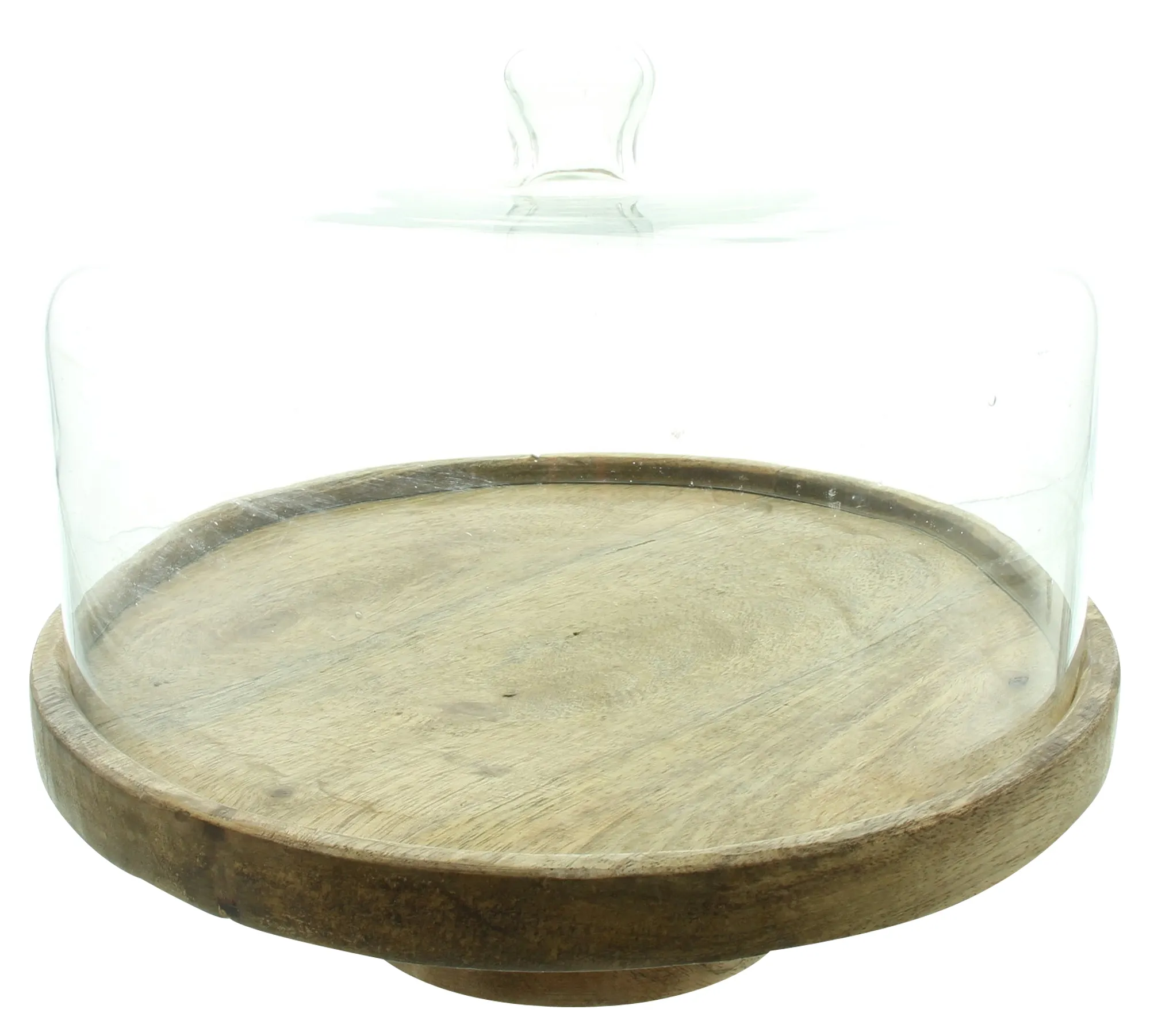 Servierplatte "Mangoholz" mit Glasglocke  im Frank Flechtwaren Online Shop für Festlich eingedeckt kaufen