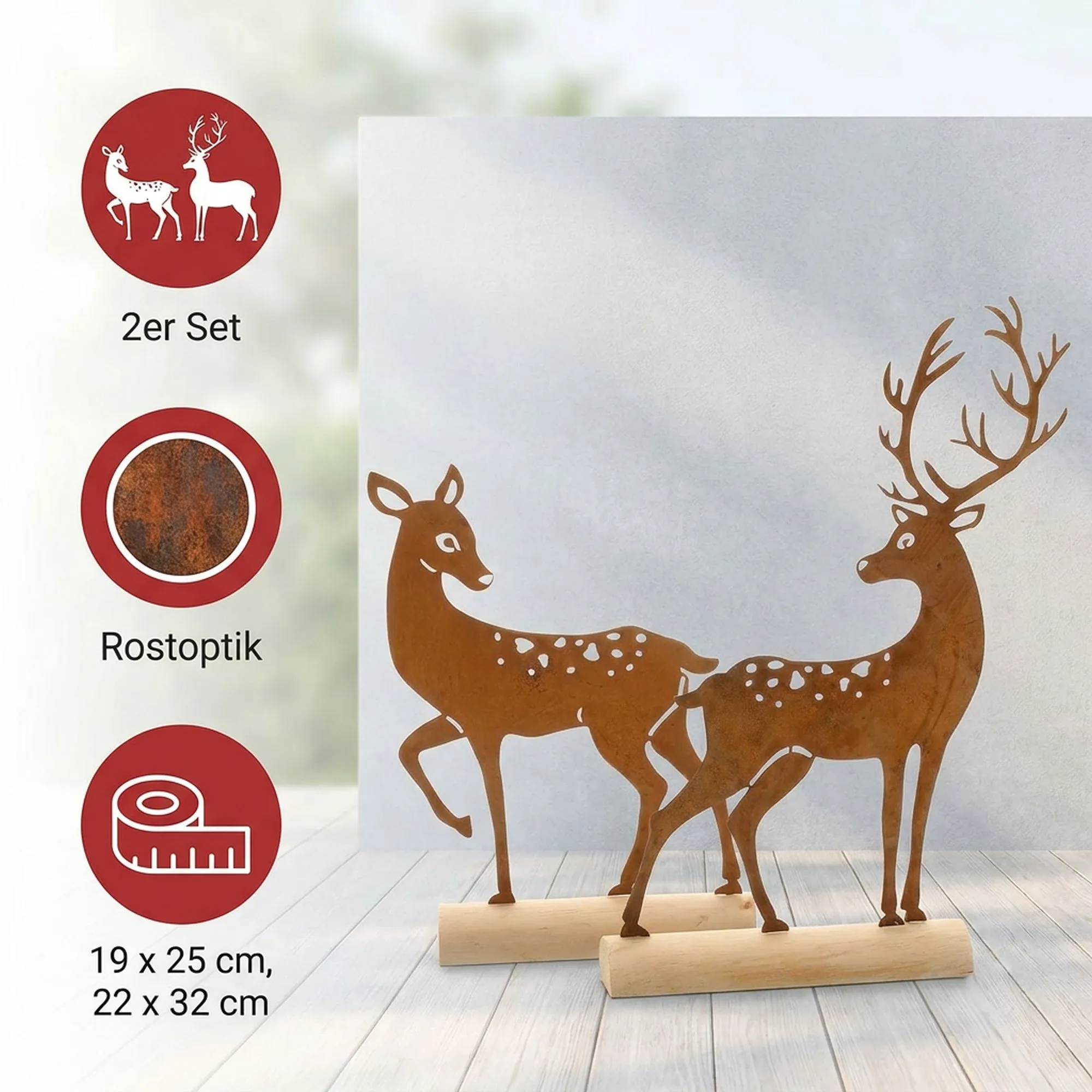 Metalldeko "Hirsch", 2er Set  im Frank Flechtwaren Online Shop für For Animal Lovers kaufen