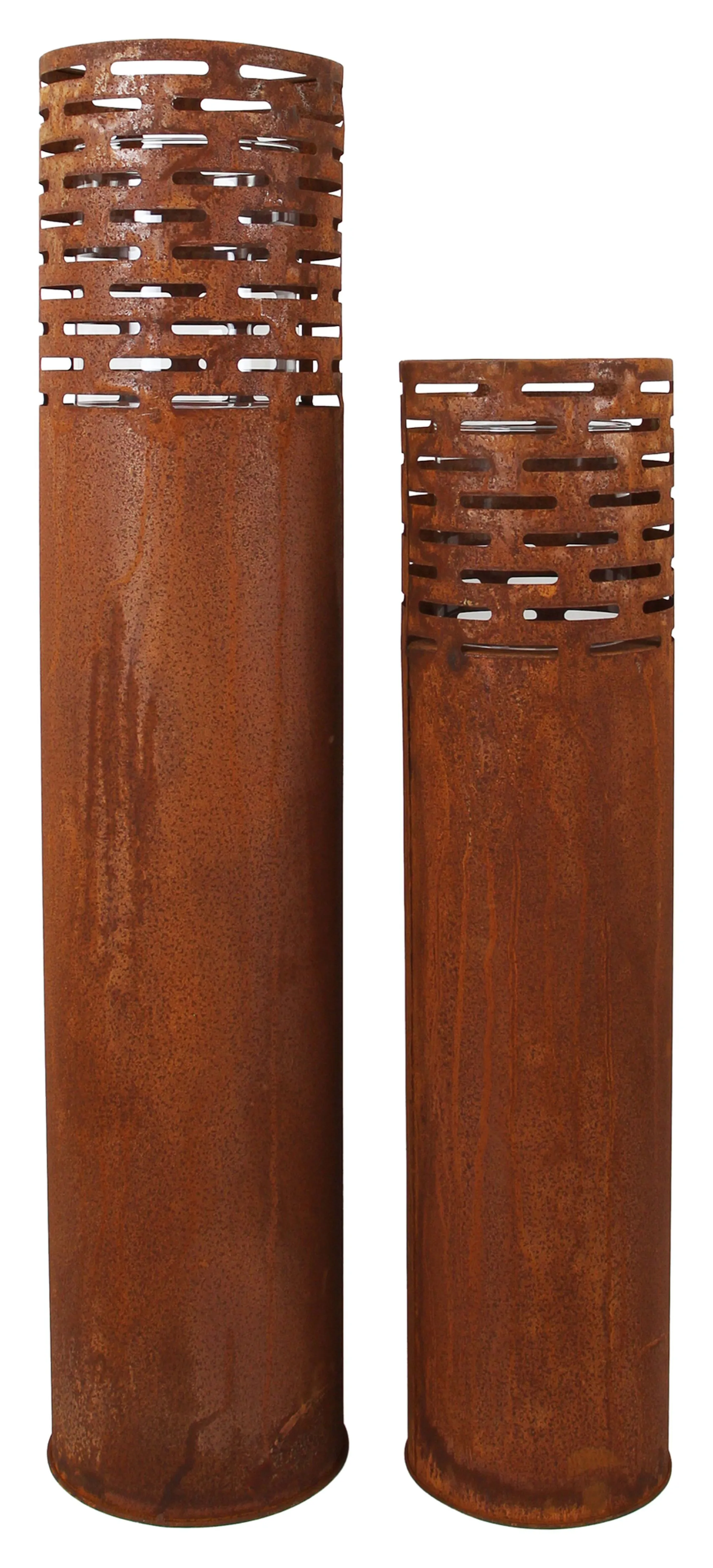 Windlicht "Rost-Säule", 2er Set  im Frank Flechtwaren Online Shop für Dekosäulen kaufen