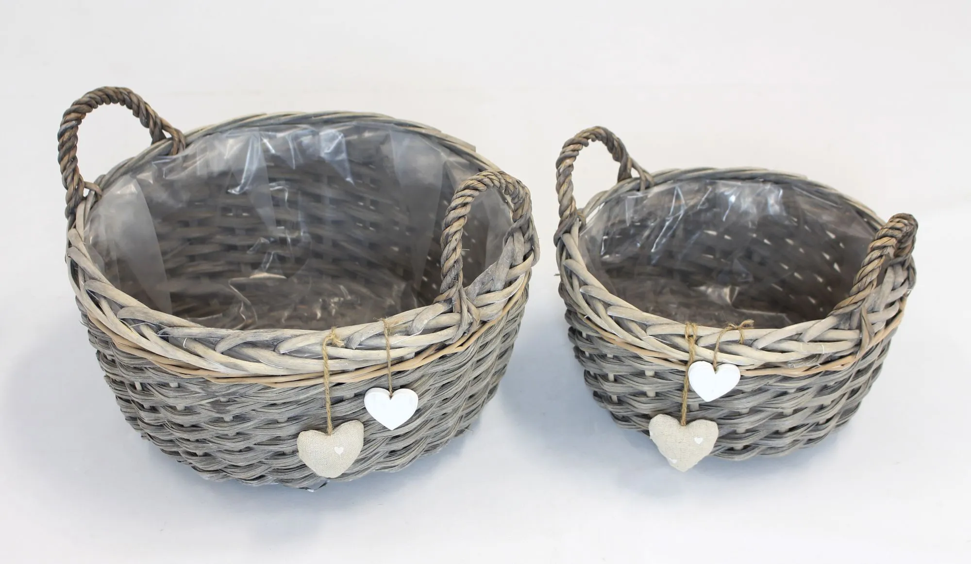 Pflanzkorb "Herzen", 2er Set  im Frank Flechtwaren Online Shop für Pflanzkörbe kaufen