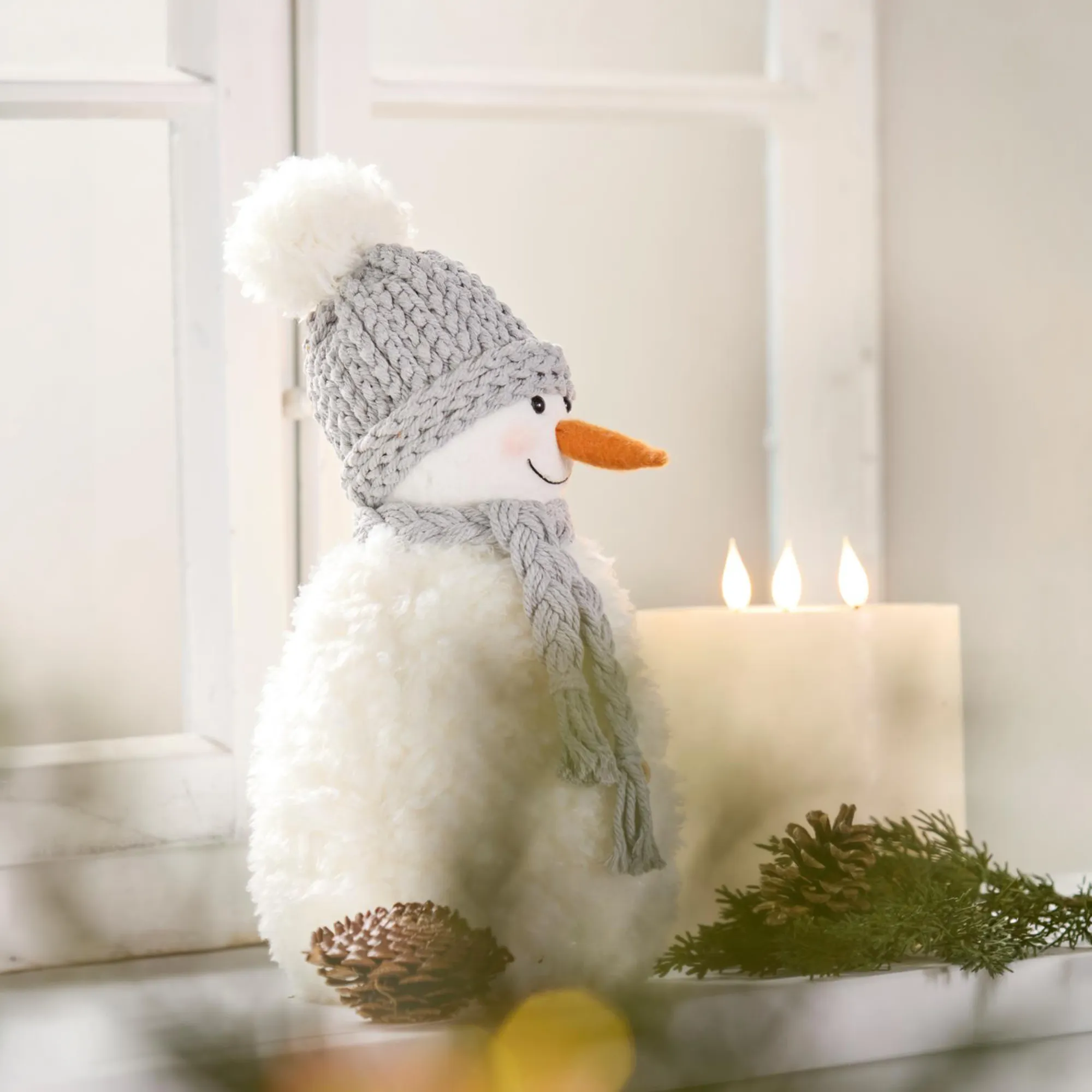 Deko-Schneemann "Fluffy"  im Frank Flechtwaren Online Shop für Weihnachtliche Dekofiguren kaufen