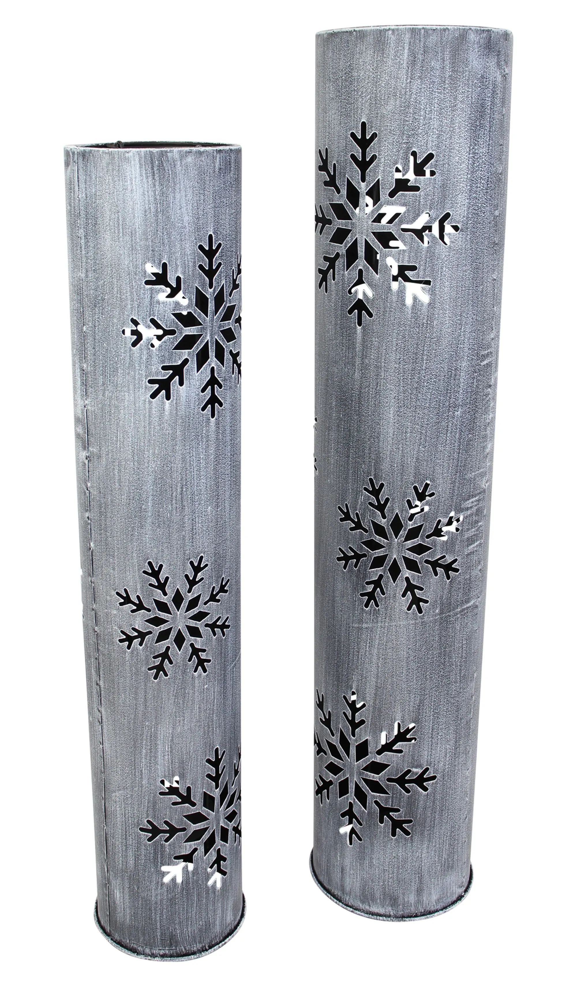 Windlichtsäule "Schneeflocke", 2er Set  im Frank Flechtwaren Online Shop für Gartenbeleuchtung kaufen
